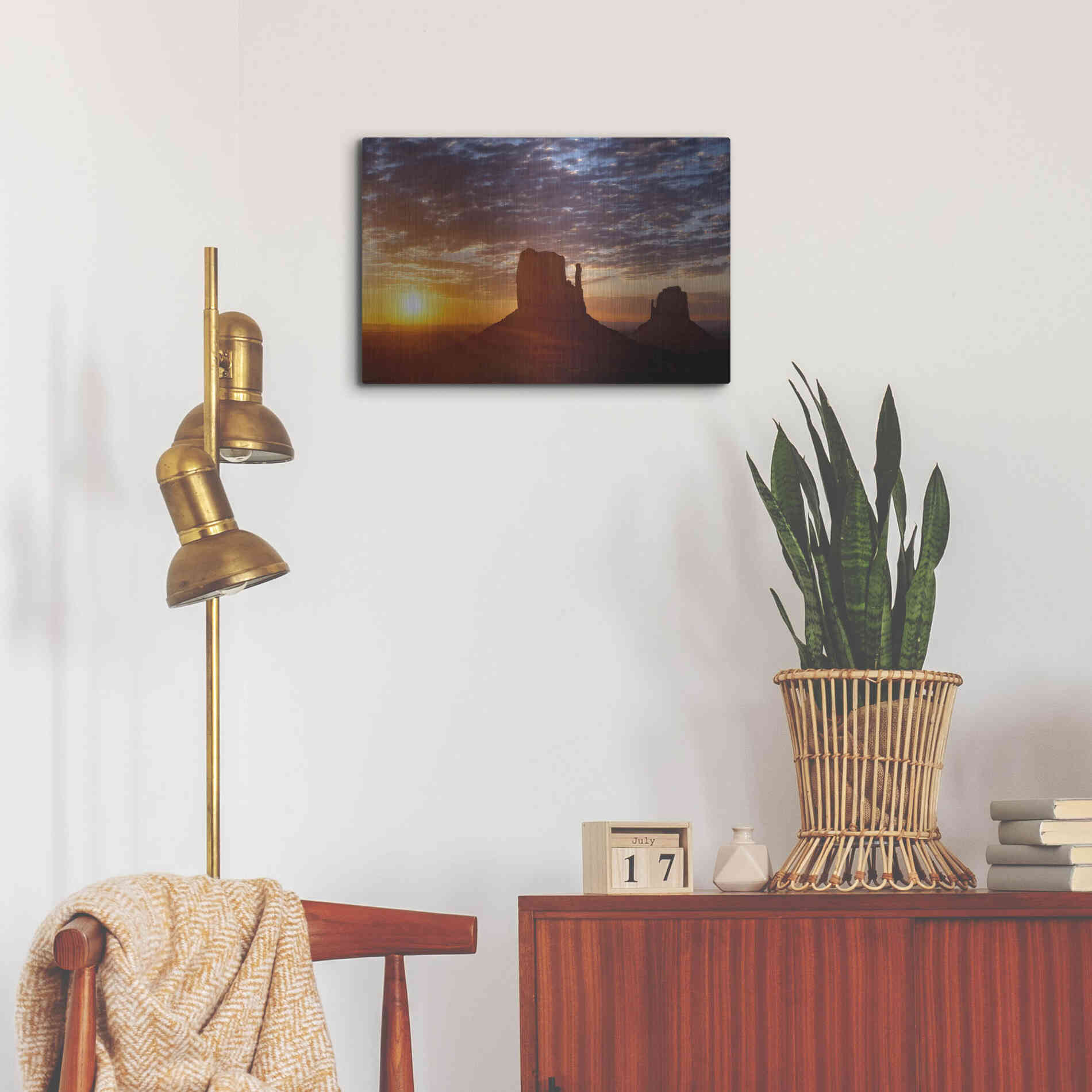 Luxe Metal Art 'Mittens Sunrise squeezecrop' by Mike Jones, Metal Wall Art,24x16