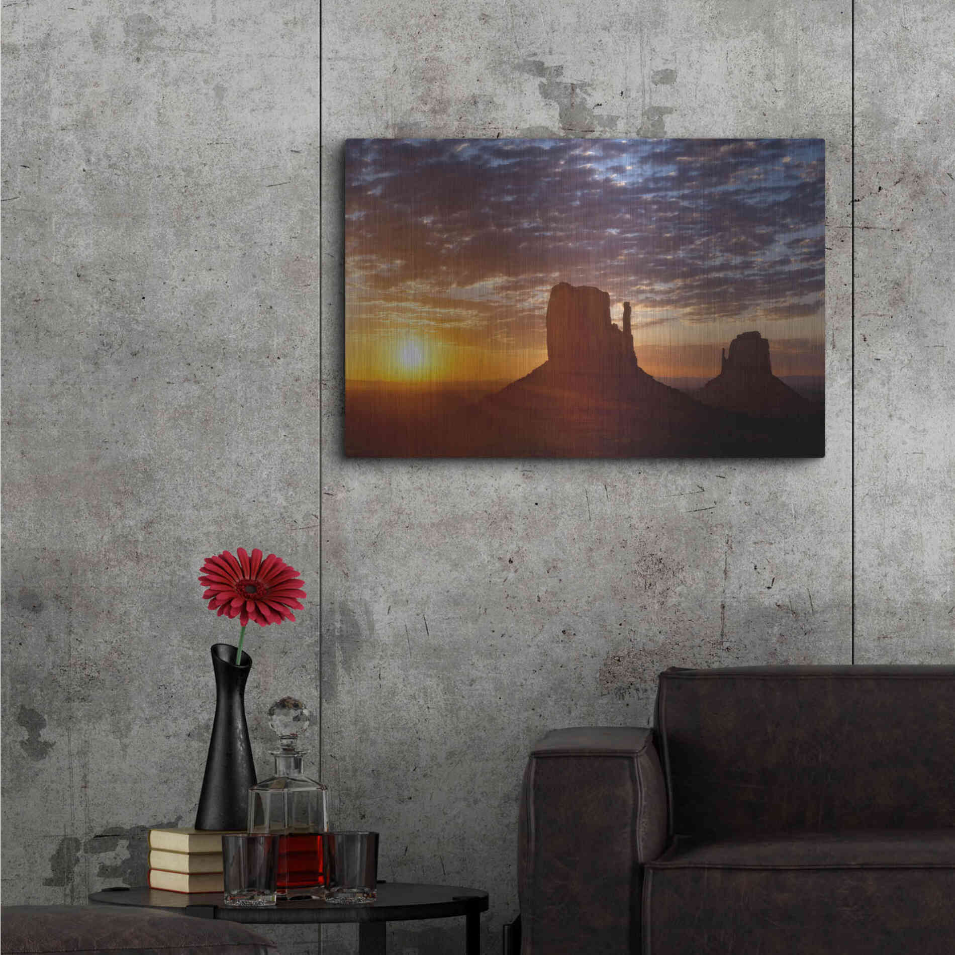 Luxe Metal Art 'Mittens Sunrise squeezecrop' by Mike Jones, Metal Wall Art,36x24