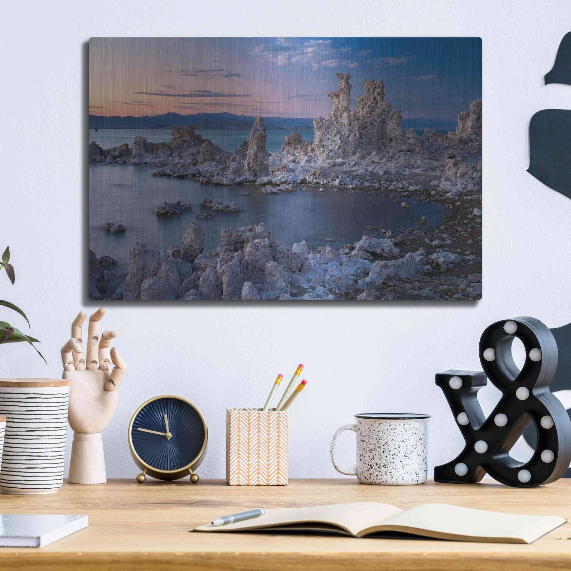 Luxe Metal Art 'Mono Lake South Tufa Dusk' by Mike Jones, Metal Wall Art,16x12