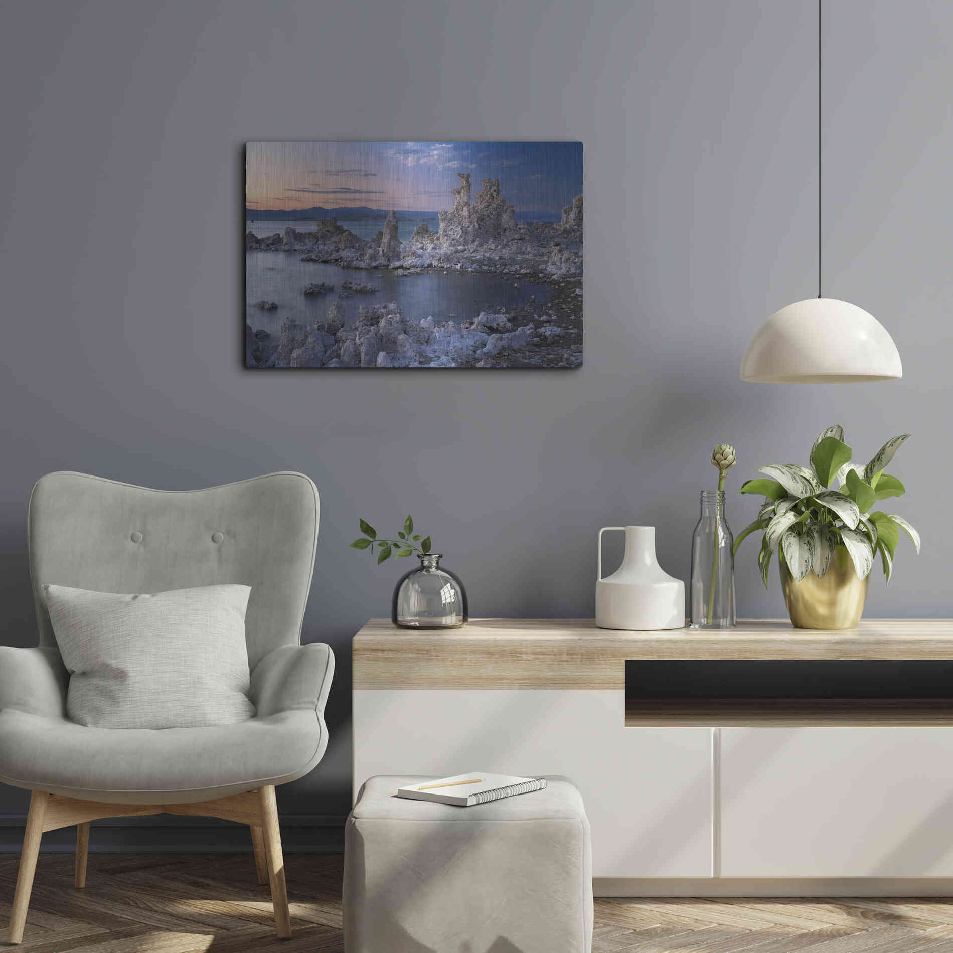 Luxe Metal Art 'Mono Lake South Tufa Dusk' by Mike Jones, Metal Wall Art,24x16