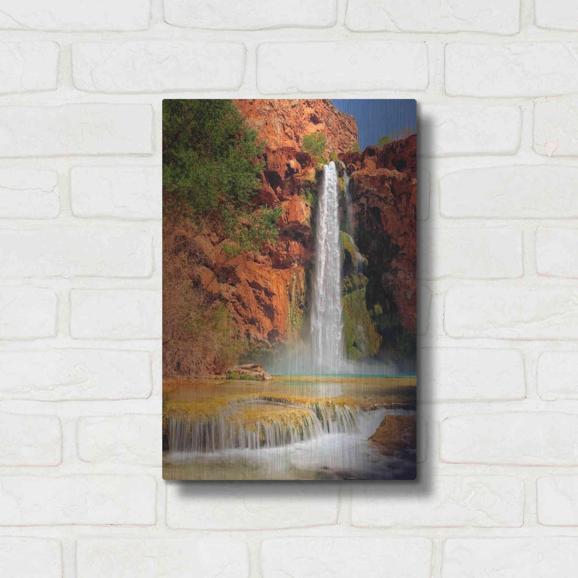 Luxe Metal Art 'Mooney Falls' by Mike Jones, Metal Wall Art,12x16