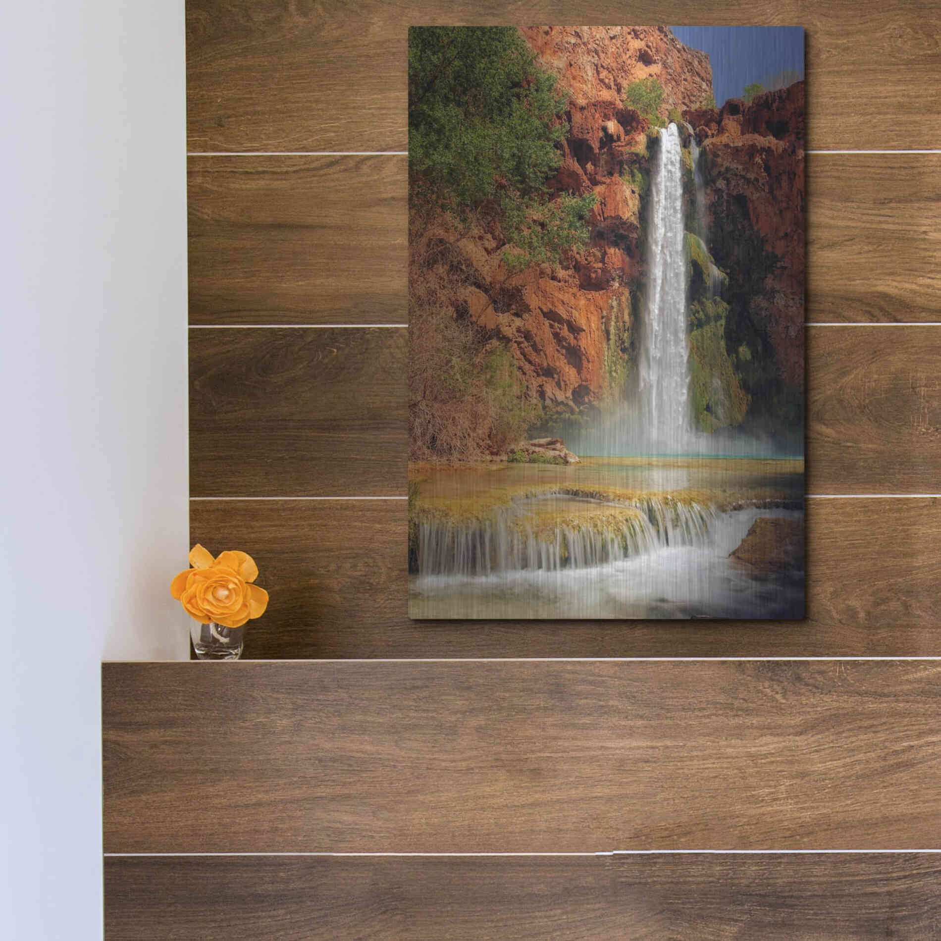 Luxe Metal Art 'Mooney Falls' by Mike Jones, Metal Wall Art,12x16