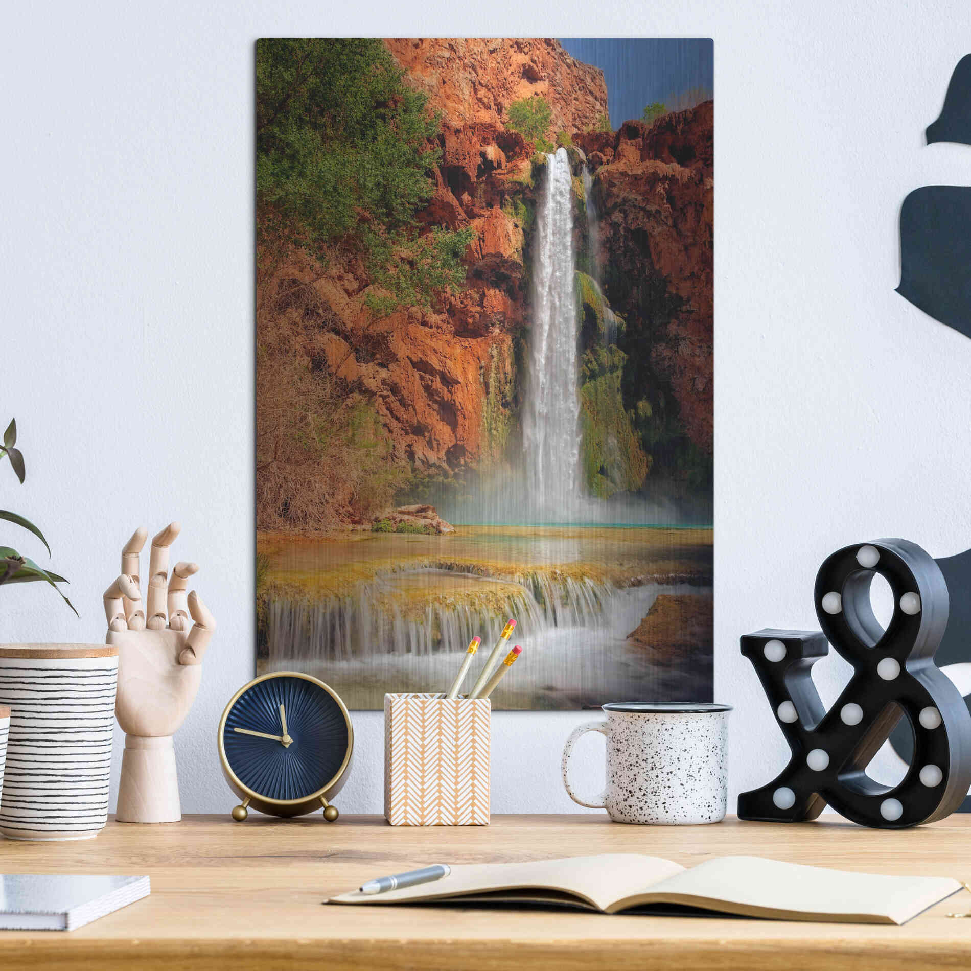 Luxe Metal Art 'Mooney Falls' by Mike Jones, Metal Wall Art,12x16