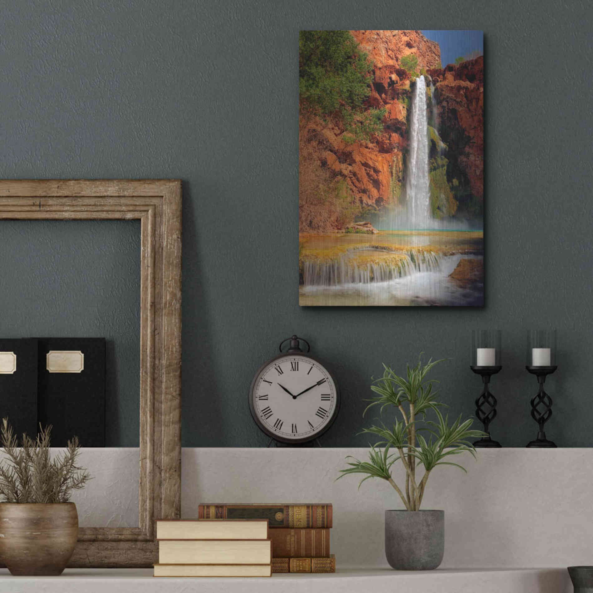Luxe Metal Art 'Mooney Falls' by Mike Jones, Metal Wall Art,12x16