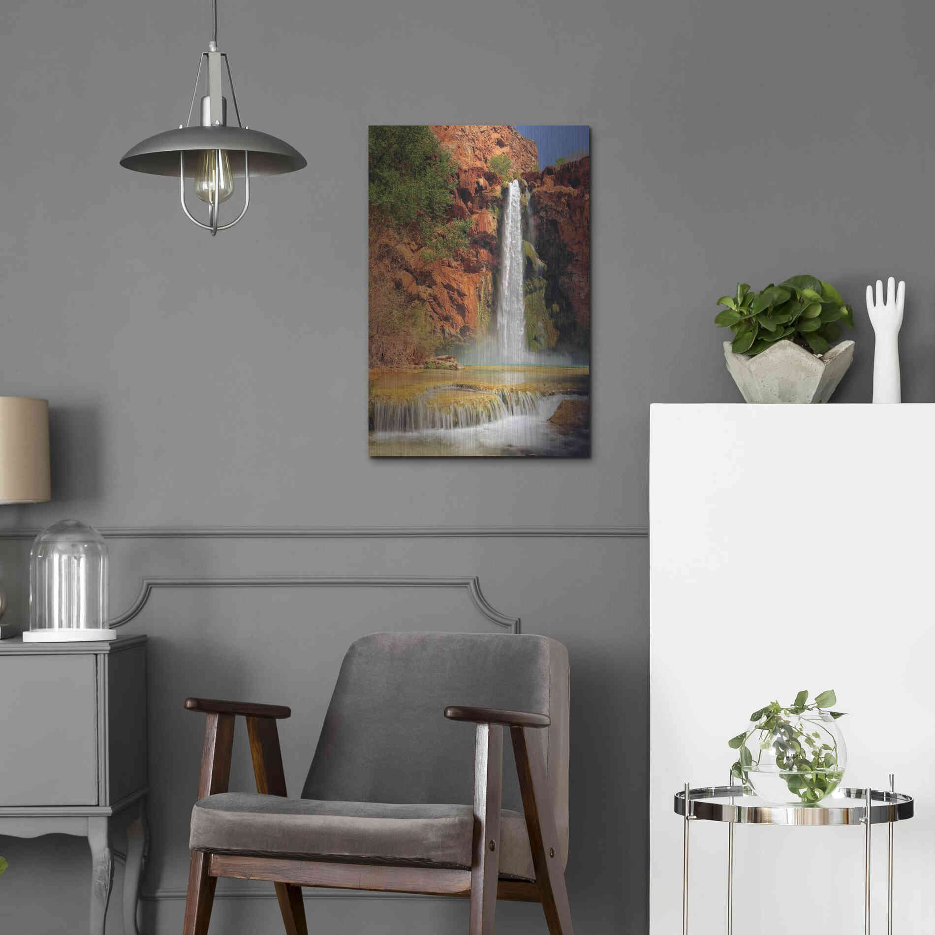 Luxe Metal Art 'Mooney Falls' by Mike Jones, Metal Wall Art,16x24