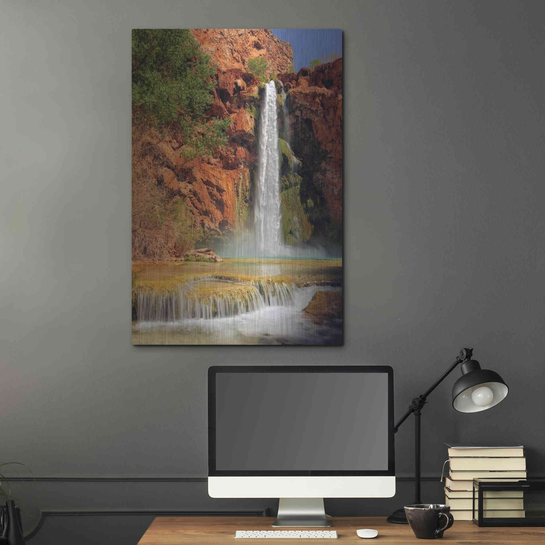 Luxe Metal Art 'Mooney Falls' by Mike Jones, Metal Wall Art,24x36