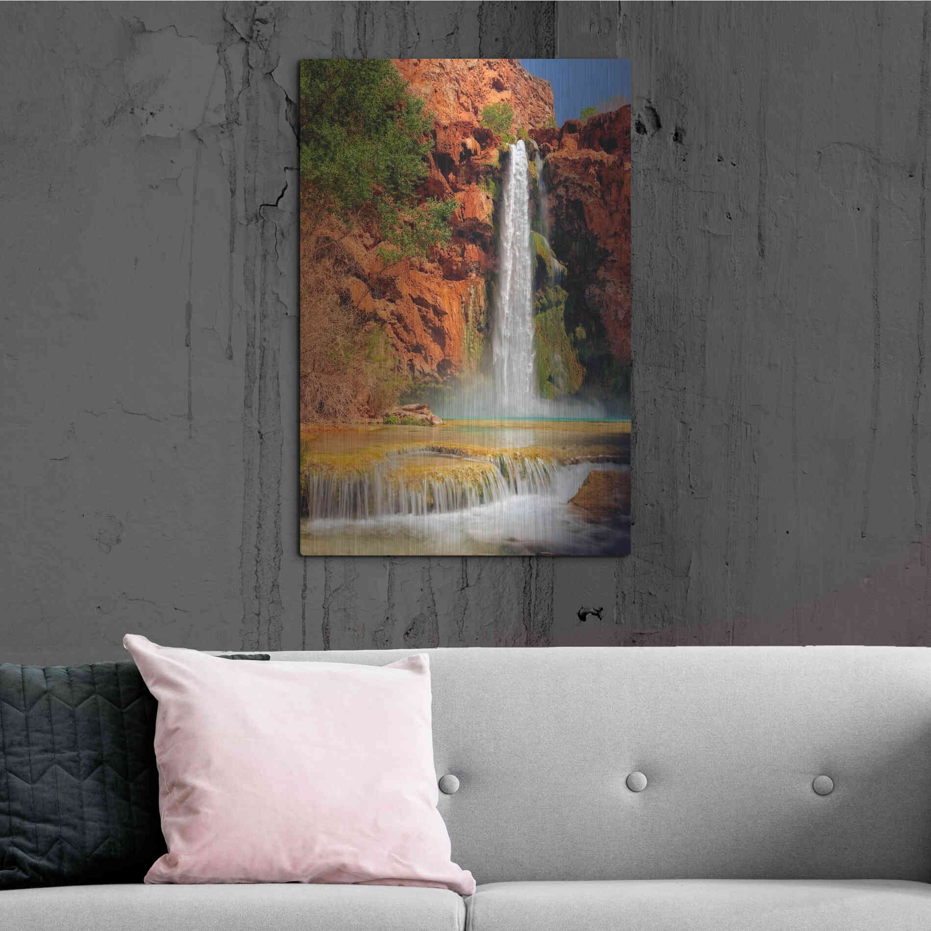 Luxe Metal Art 'Mooney Falls' by Mike Jones, Metal Wall Art,24x36