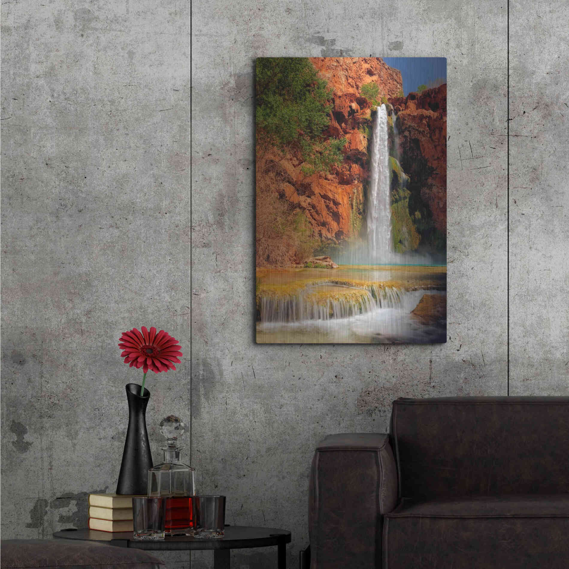 Luxe Metal Art 'Mooney Falls' by Mike Jones, Metal Wall Art,24x36