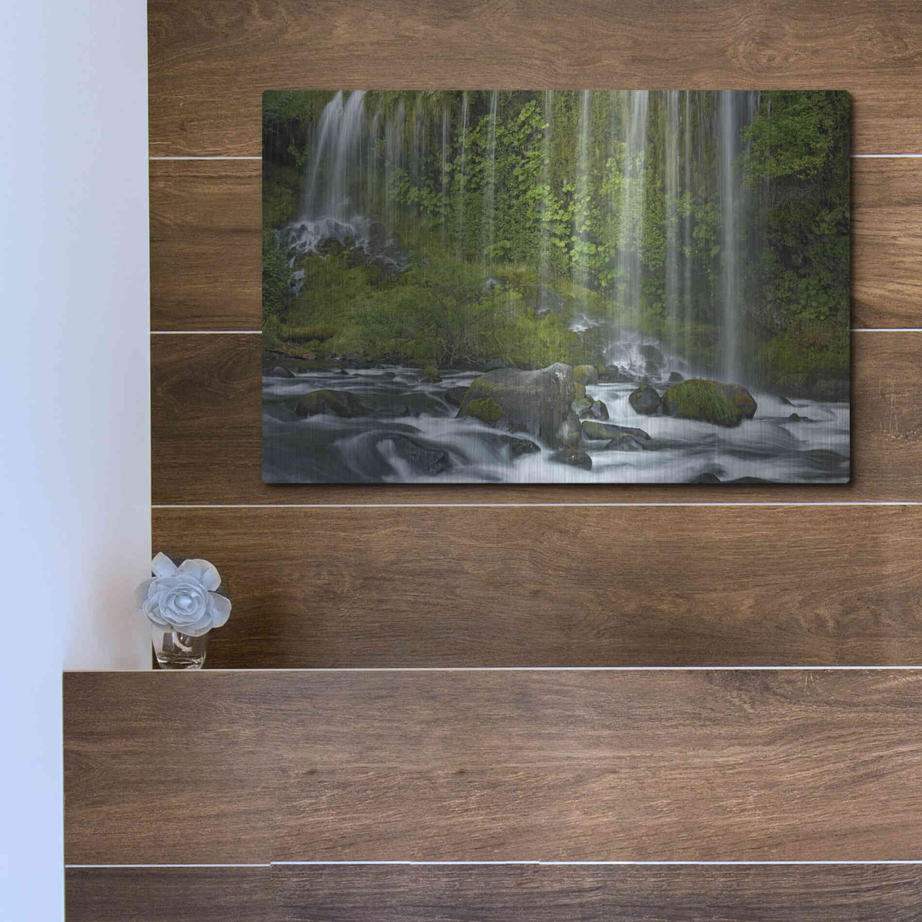 Luxe Metal Art 'Mossbrae Falls' by Mike Jones, Metal Wall Art,16x12