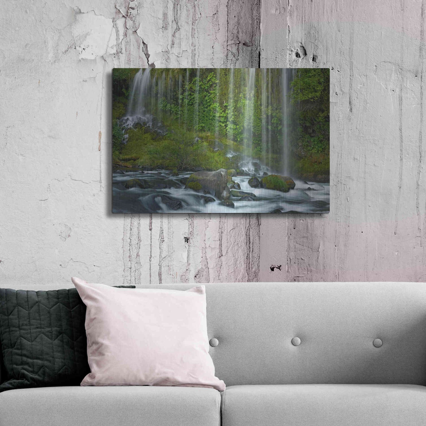 Luxe Metal Art 'Mossbrae Falls' by Mike Jones, Metal Wall Art,36x24