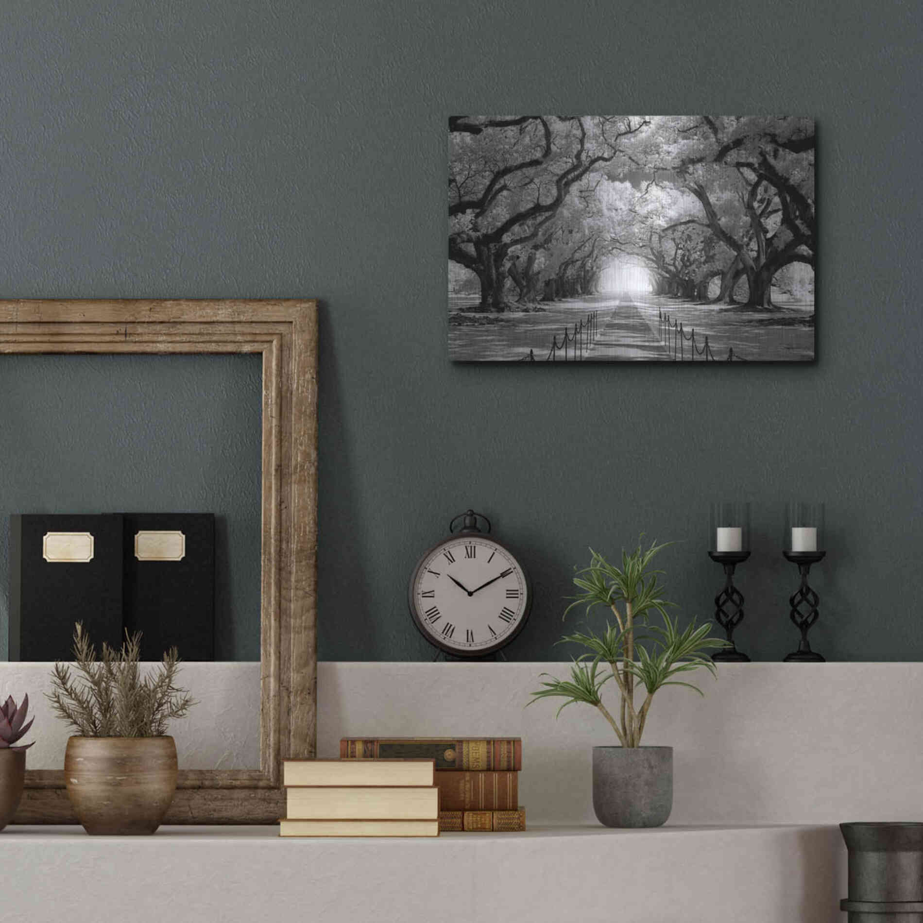 Luxe Metal Art 'Oak Alley inf CHECK' by Mike Jones, Metal Wall Art,16x12