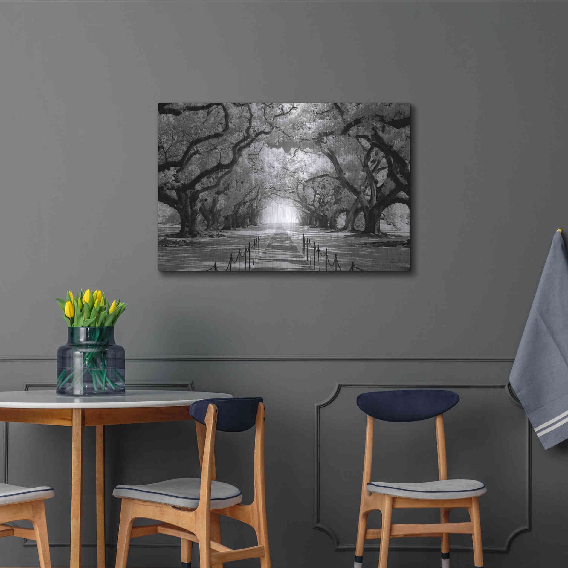 Luxe Metal Art 'Oak Alley inf CHECK' by Mike Jones, Metal Wall Art,36x24