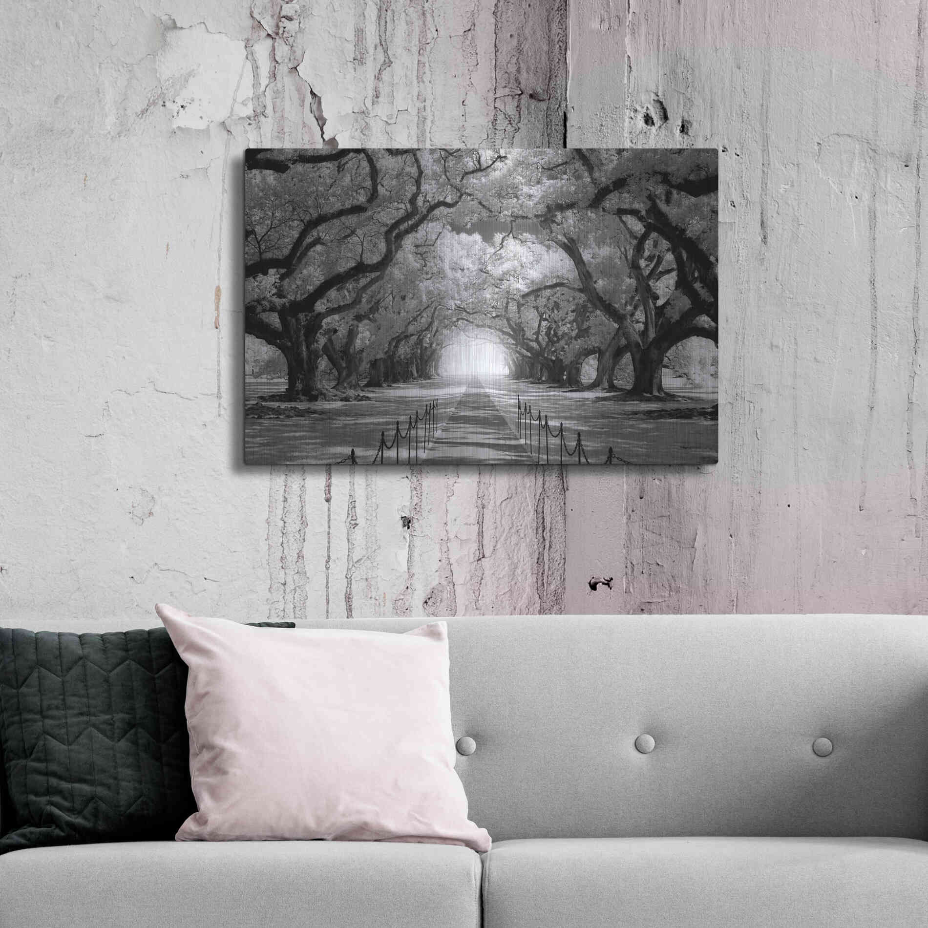 Luxe Metal Art 'Oak Alley inf CHECK' by Mike Jones, Metal Wall Art,36x24