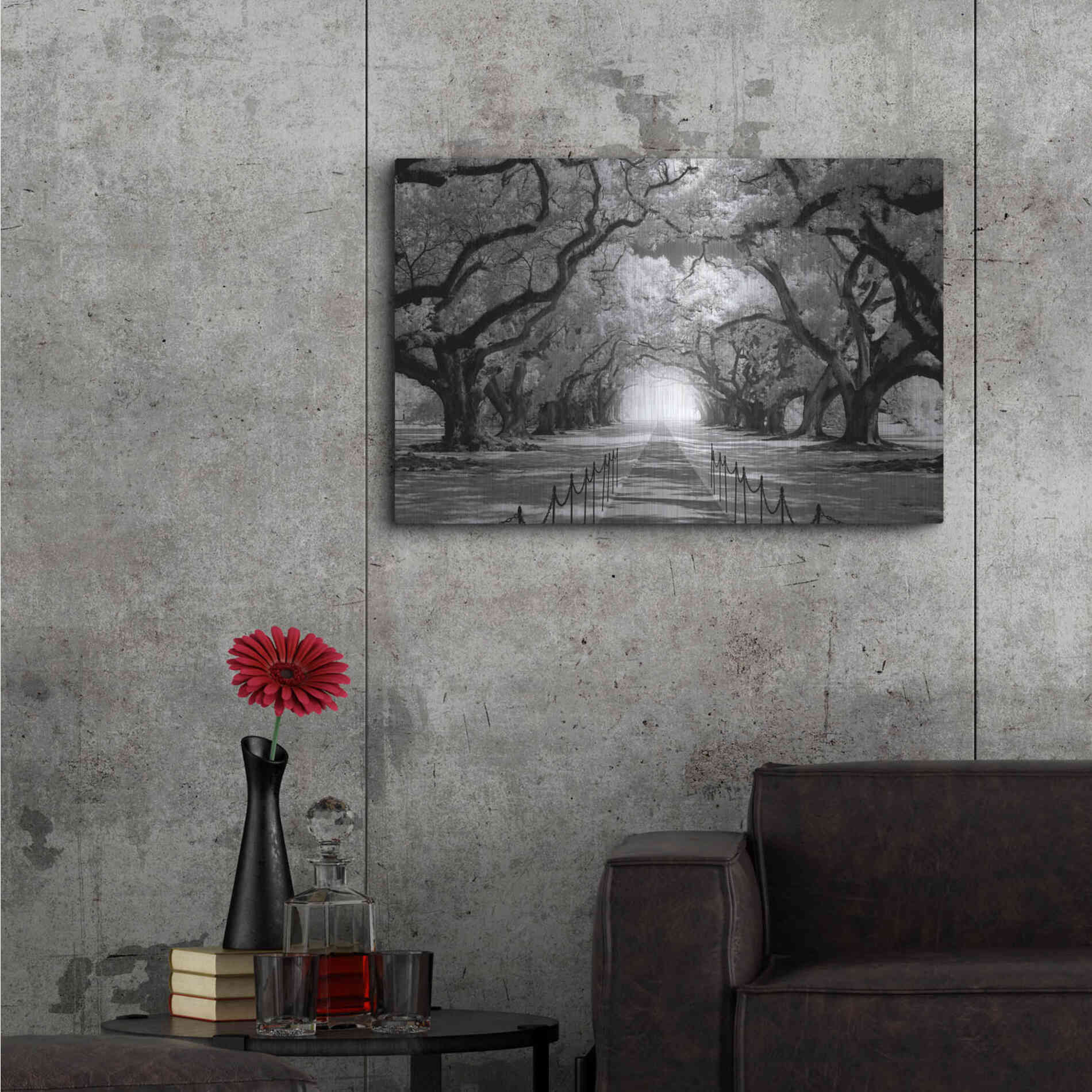 Luxe Metal Art 'Oak Alley inf CHECK' by Mike Jones, Metal Wall Art,36x24
