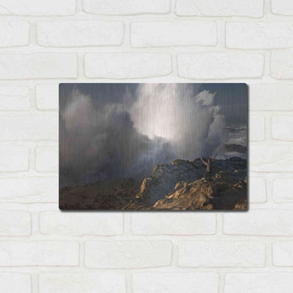 Luxe Metal Art 'Oregon Shore Acres Guy Huge Wave ' by Mike Jones, Metal Wall Art,16x12