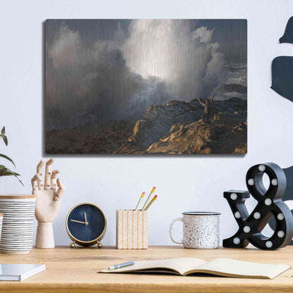 Luxe Metal Art 'Oregon Shore Acres Guy Huge Wave ' by Mike Jones, Metal Wall Art,16x12