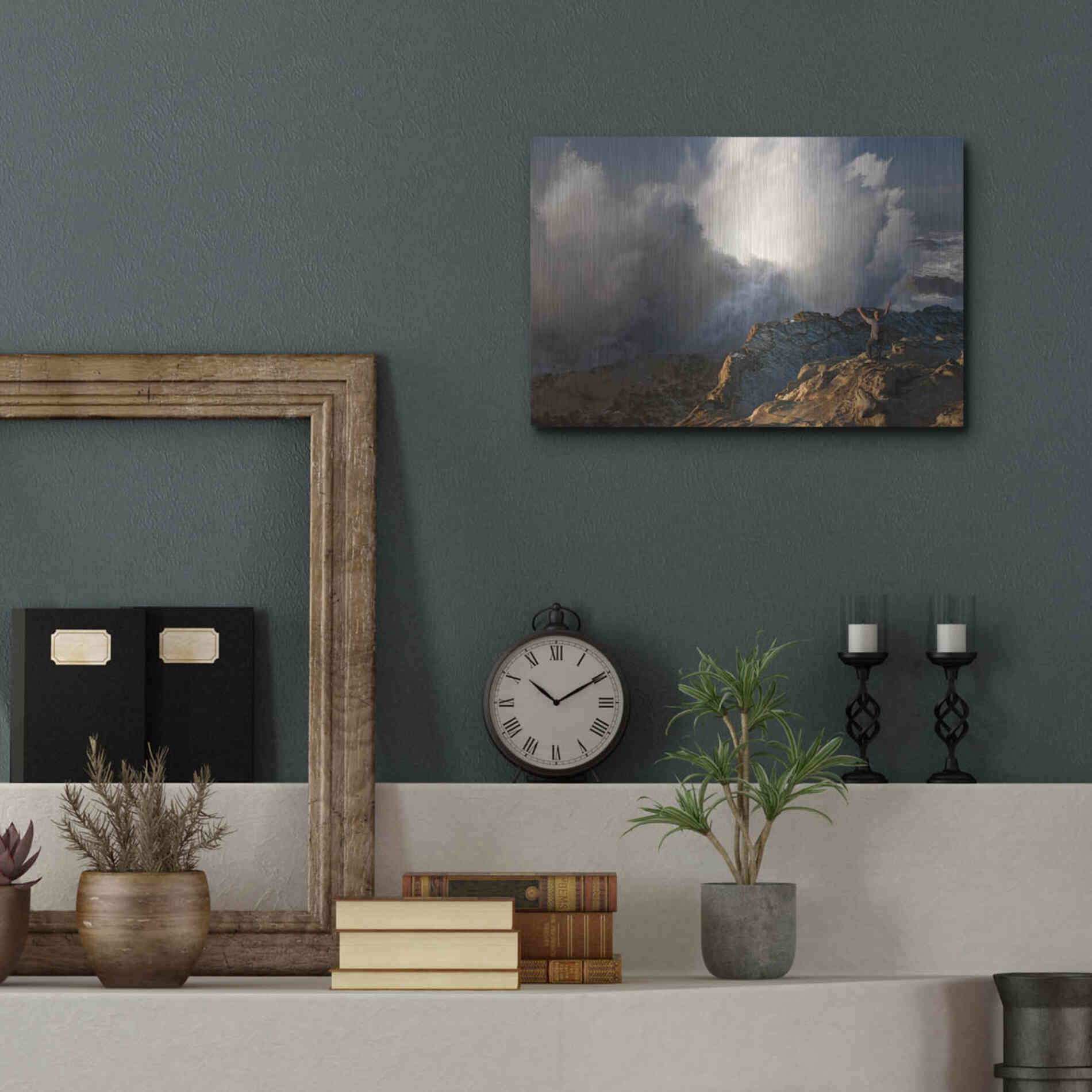 Luxe Metal Art 'Oregon Shore Acres Guy Huge Wave ' by Mike Jones, Metal Wall Art,16x12