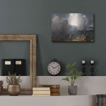 Luxe Metal Art 'Oregon Shore Acres Guy Huge Wave ' by Mike Jones, Metal Wall Art,16x12