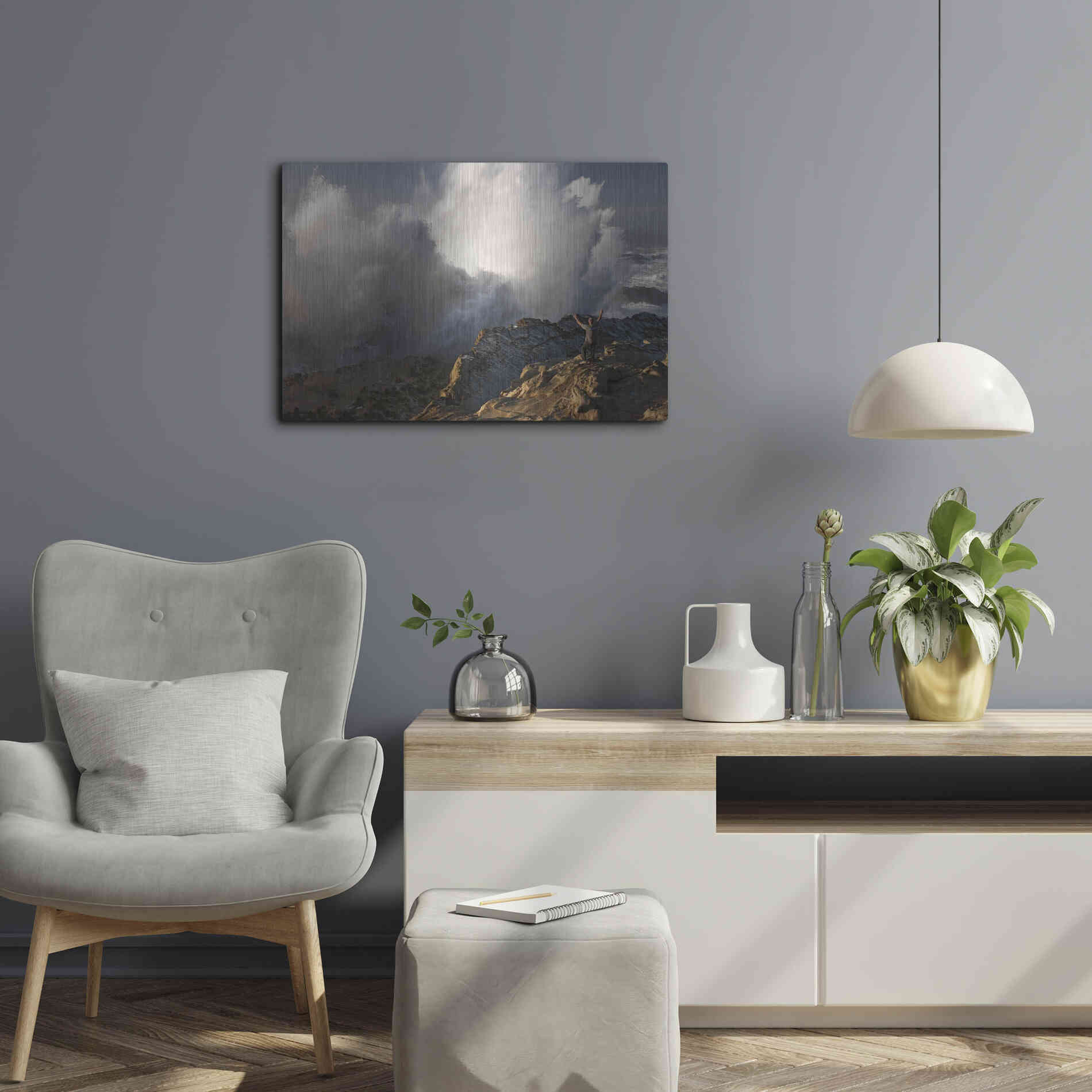 Luxe Metal Art 'Oregon Shore Acres Guy Huge Wave ' by Mike Jones, Metal Wall Art,24x16