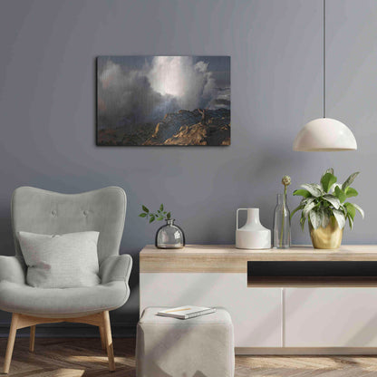 Luxe Metal Art 'Oregon Shore Acres Guy Huge Wave ' by Mike Jones, Metal Wall Art,24x16