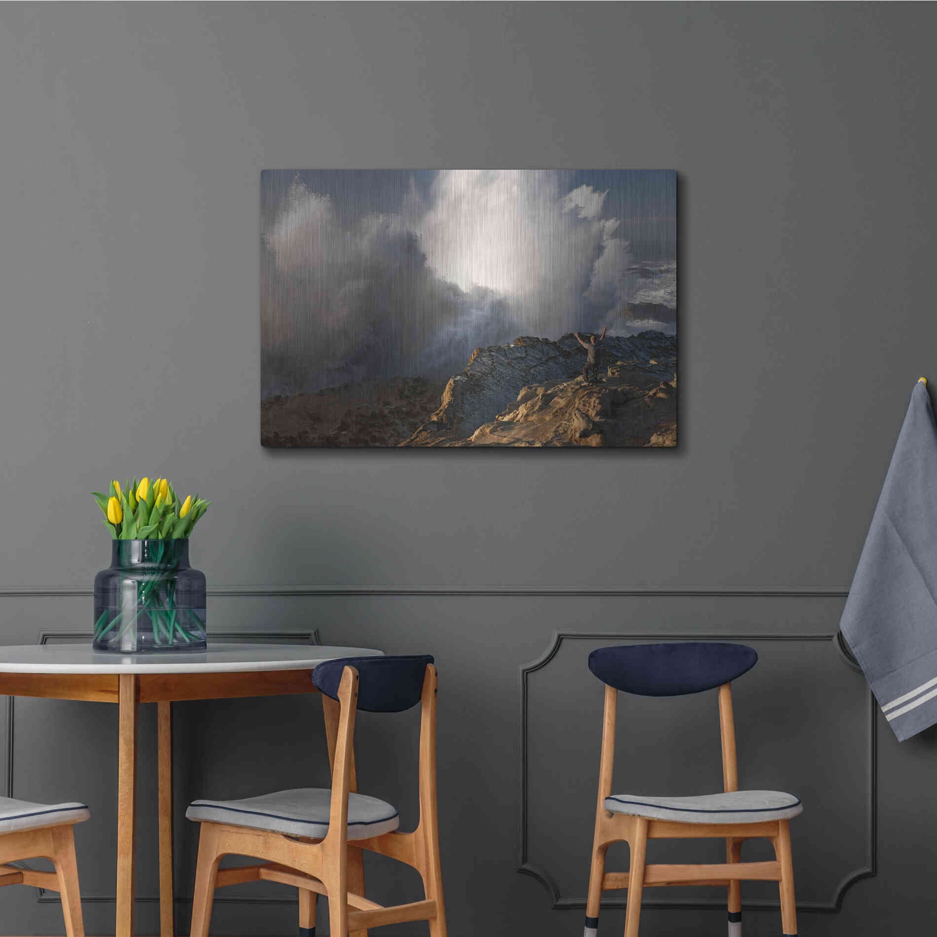 Luxe Metal Art 'Oregon Shore Acres Guy Huge Wave ' by Mike Jones, Metal Wall Art,36x24