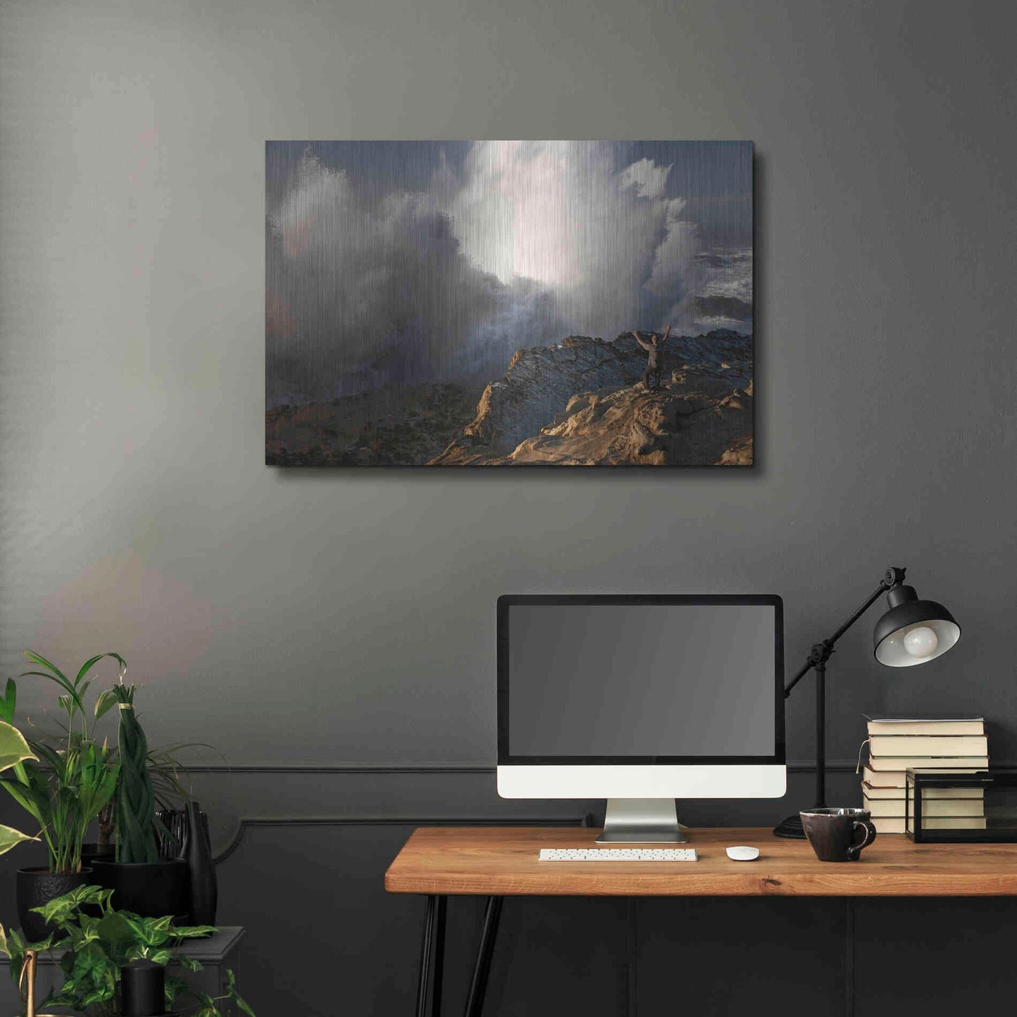 Luxe Metal Art 'Oregon Shore Acres Guy Huge Wave ' by Mike Jones, Metal Wall Art,36x24