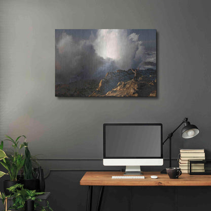 Luxe Metal Art 'Oregon Shore Acres Guy Huge Wave ' by Mike Jones, Metal Wall Art,36x24