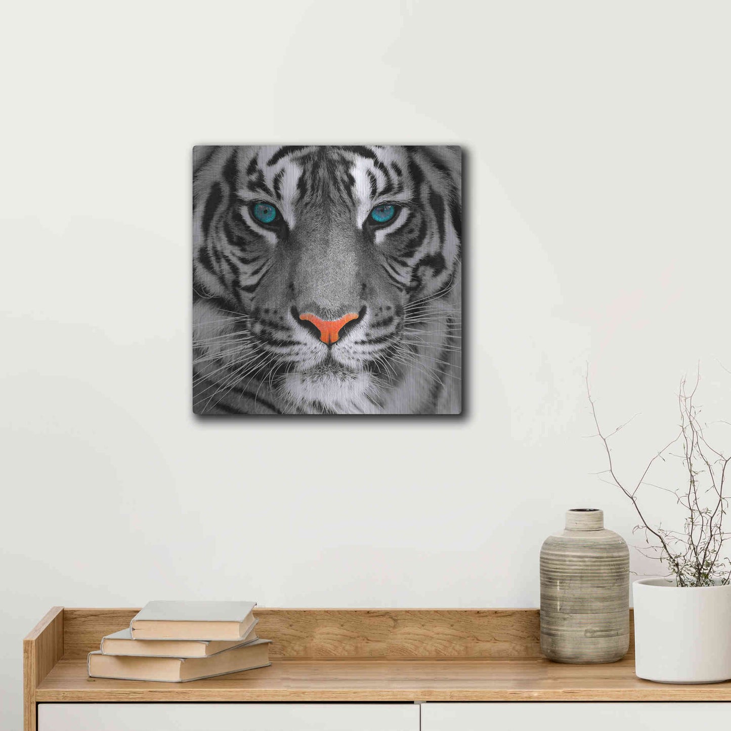 Luxe Metal Art 'Thrill of the Tiger' Metal Wall Art,12x12