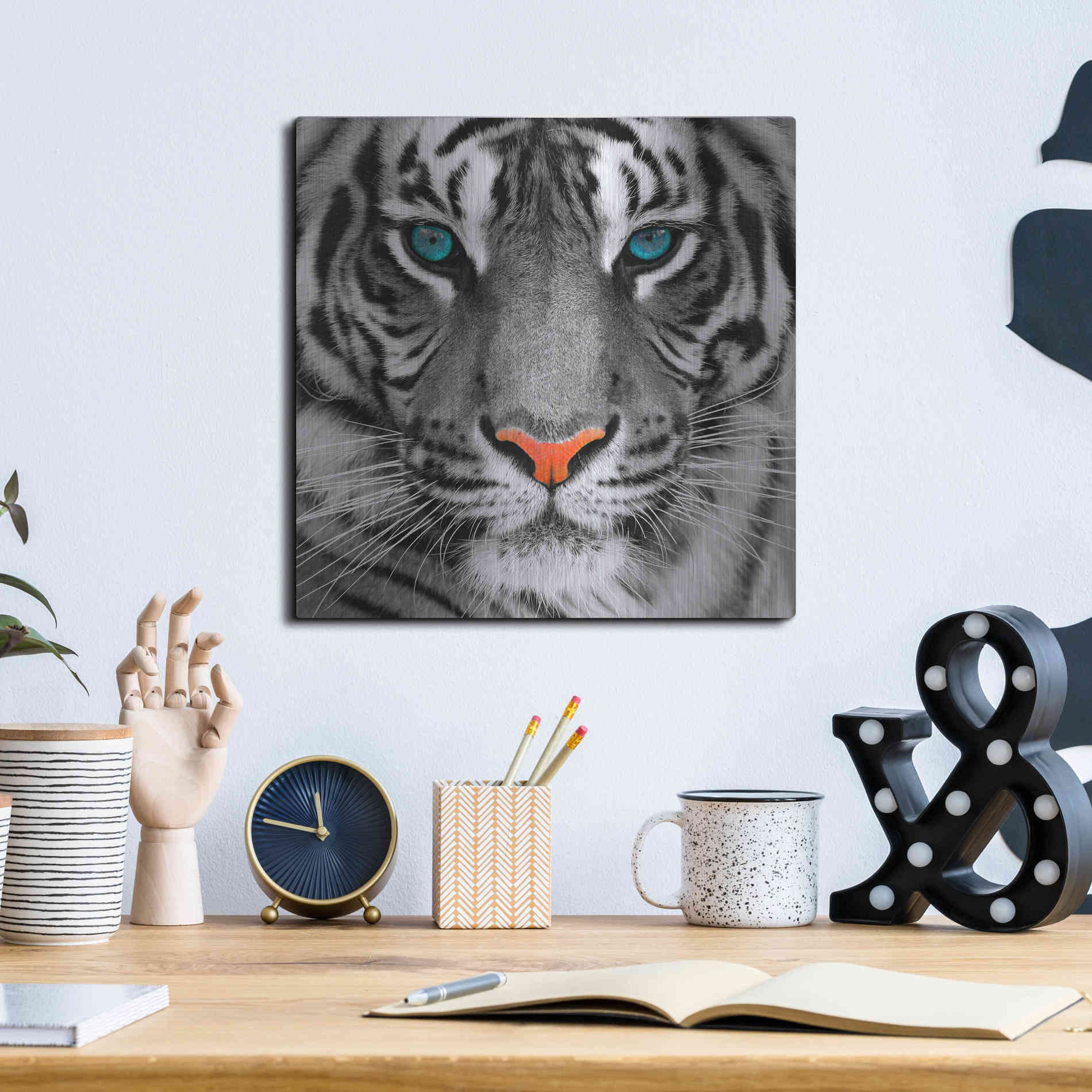 Luxe Metal Art 'Thrill of the Tiger' Metal Wall Art,12x12
