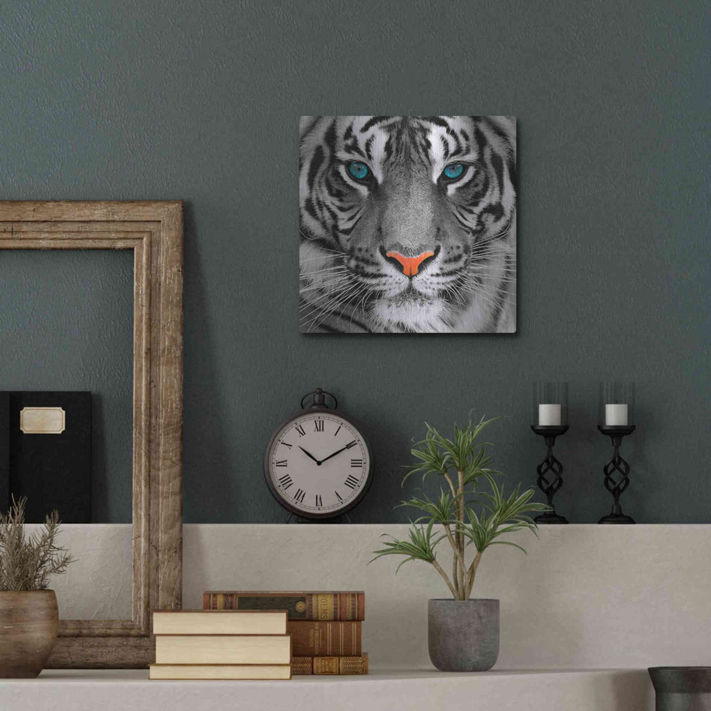 Luxe Metal Art 'Thrill of the Tiger' Metal Wall Art,12x12