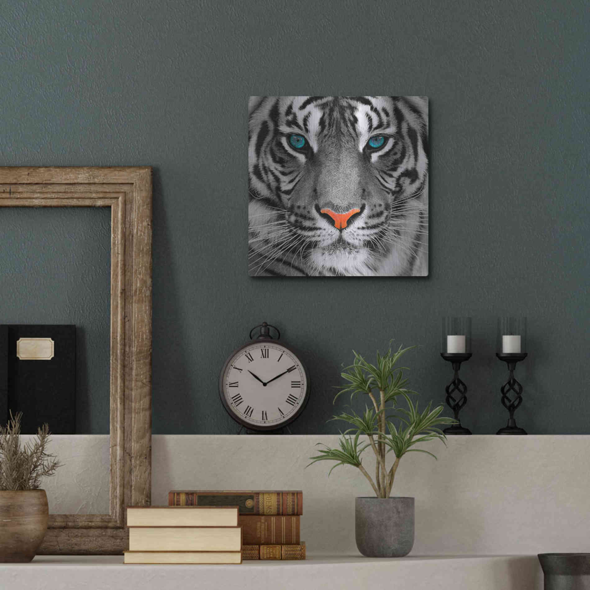 Luxe Metal Art 'Thrill of the Tiger' Metal Wall Art,12x12