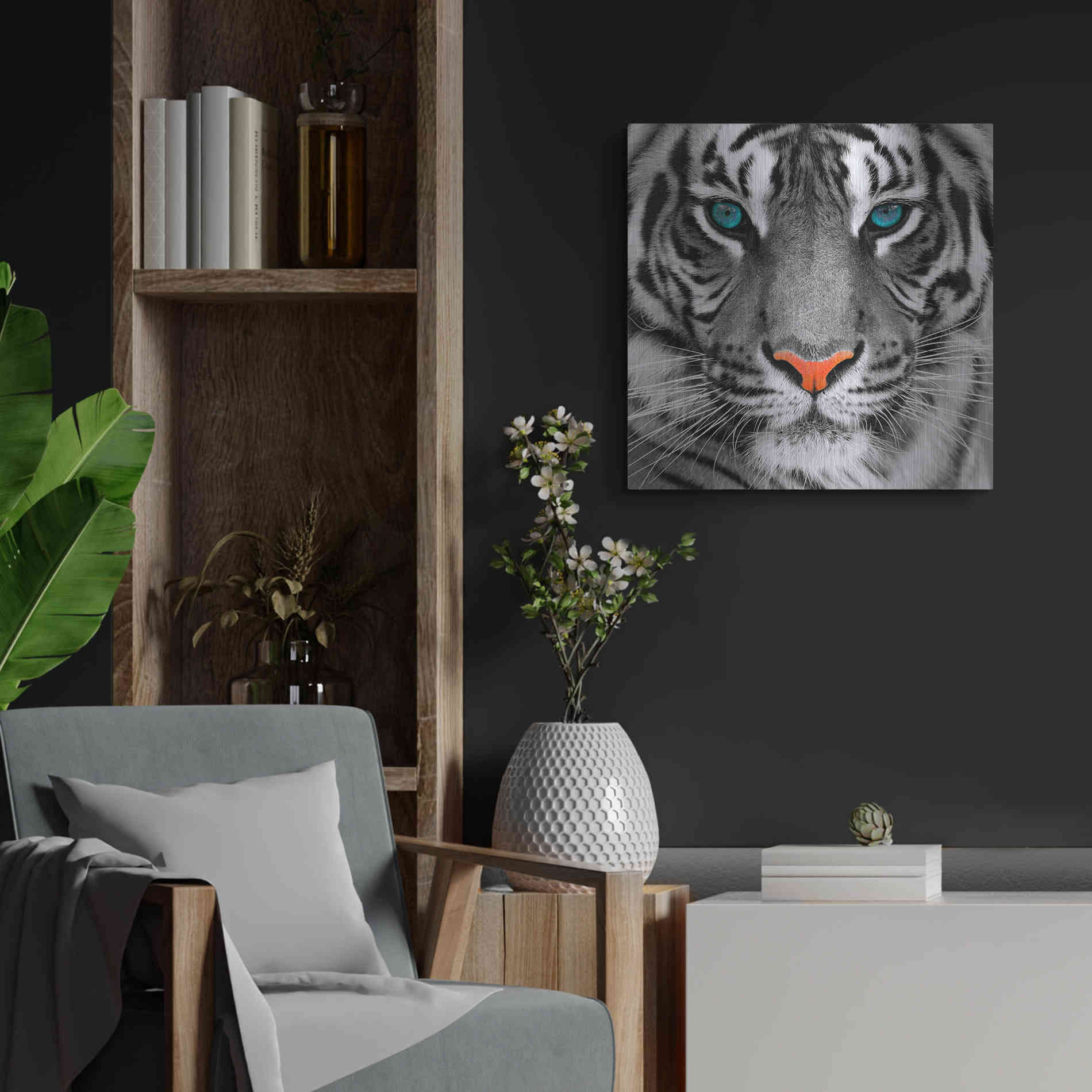 Luxe Metal Art 'Thrill of the Tiger' Metal Wall Art,24x24