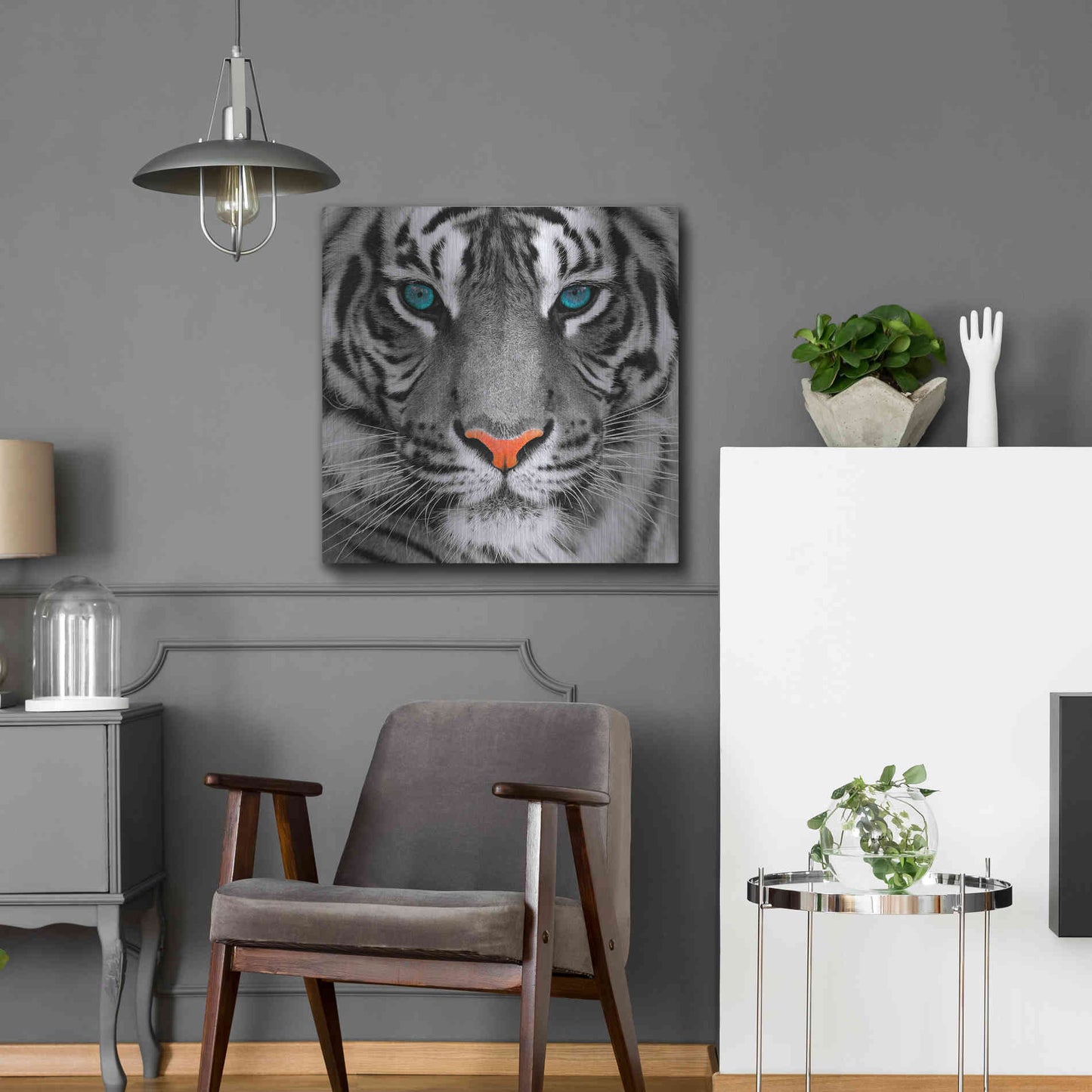 Luxe Metal Art 'Thrill of the Tiger' Metal Wall Art,24x24