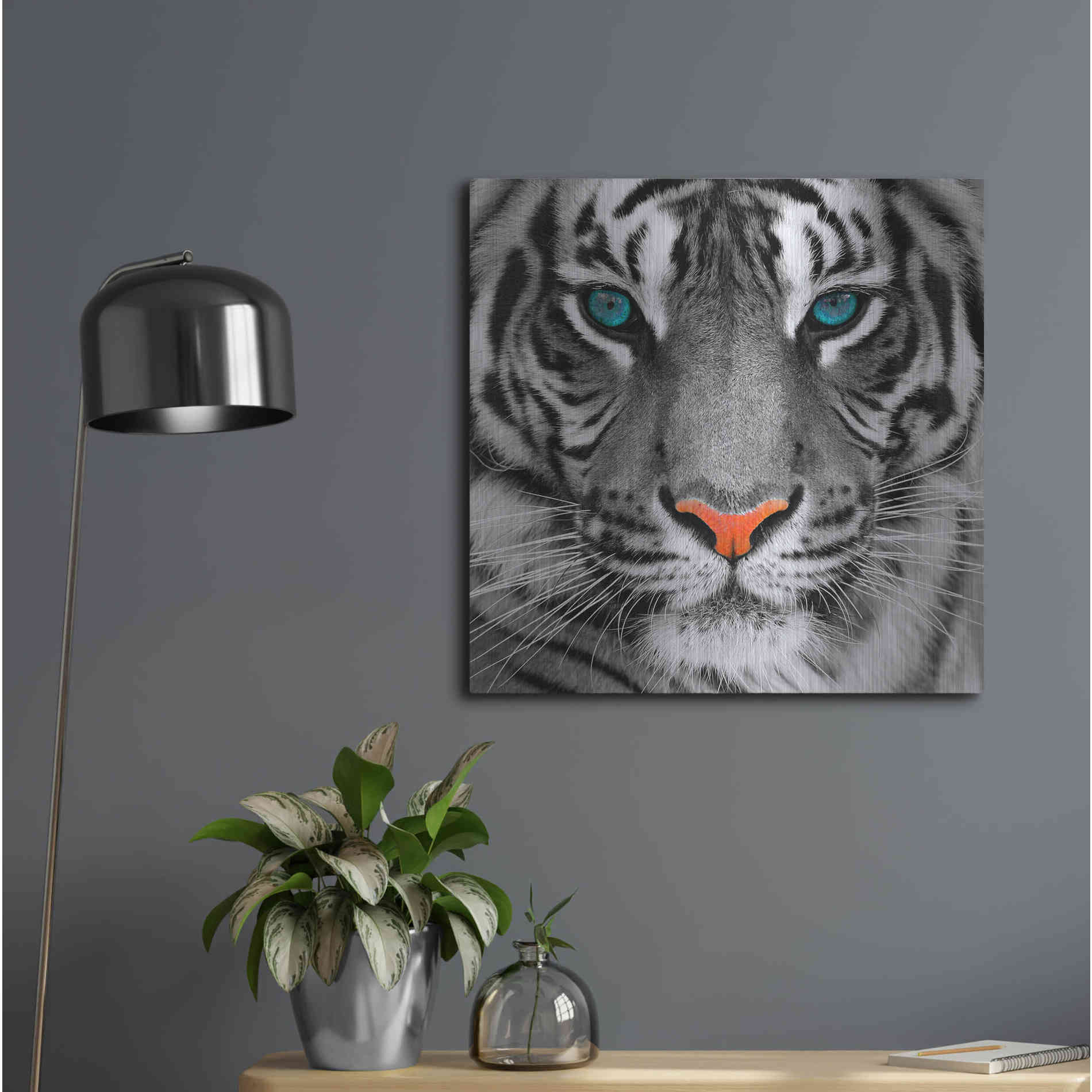 Luxe Metal Art 'Thrill of the Tiger' Metal Wall Art,24x24