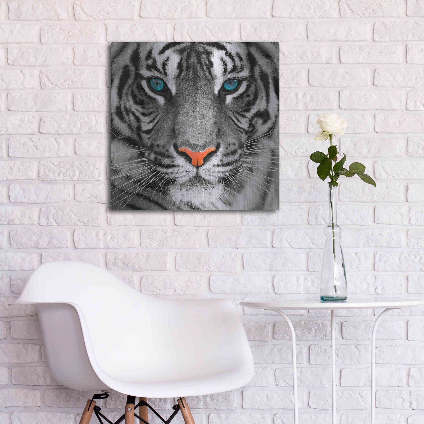 Luxe Metal Art 'Thrill of the Tiger' Metal Wall Art,24x24