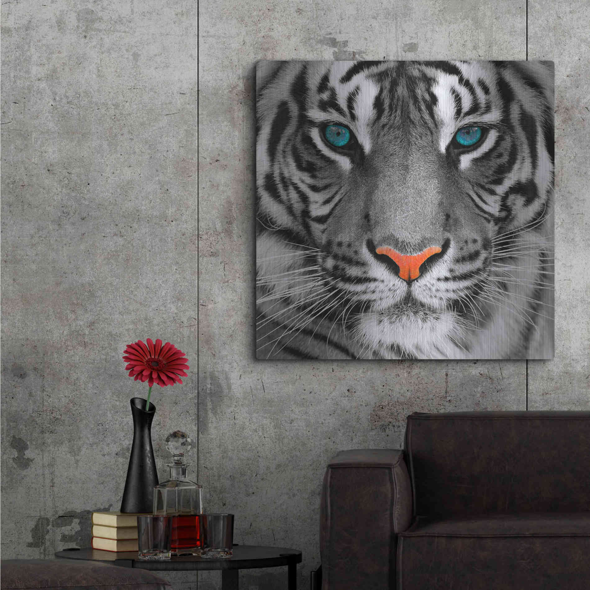 Luxe Metal Art 'Thrill of the Tiger' Metal Wall Art,36x36