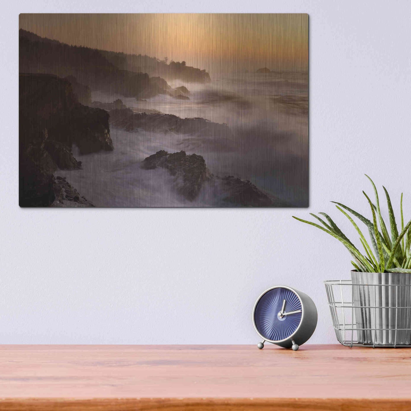 Luxe Metal Art 'Oregon Shore Acres SP Dusk' by Mike Jones, Metal Wall Art,16x12