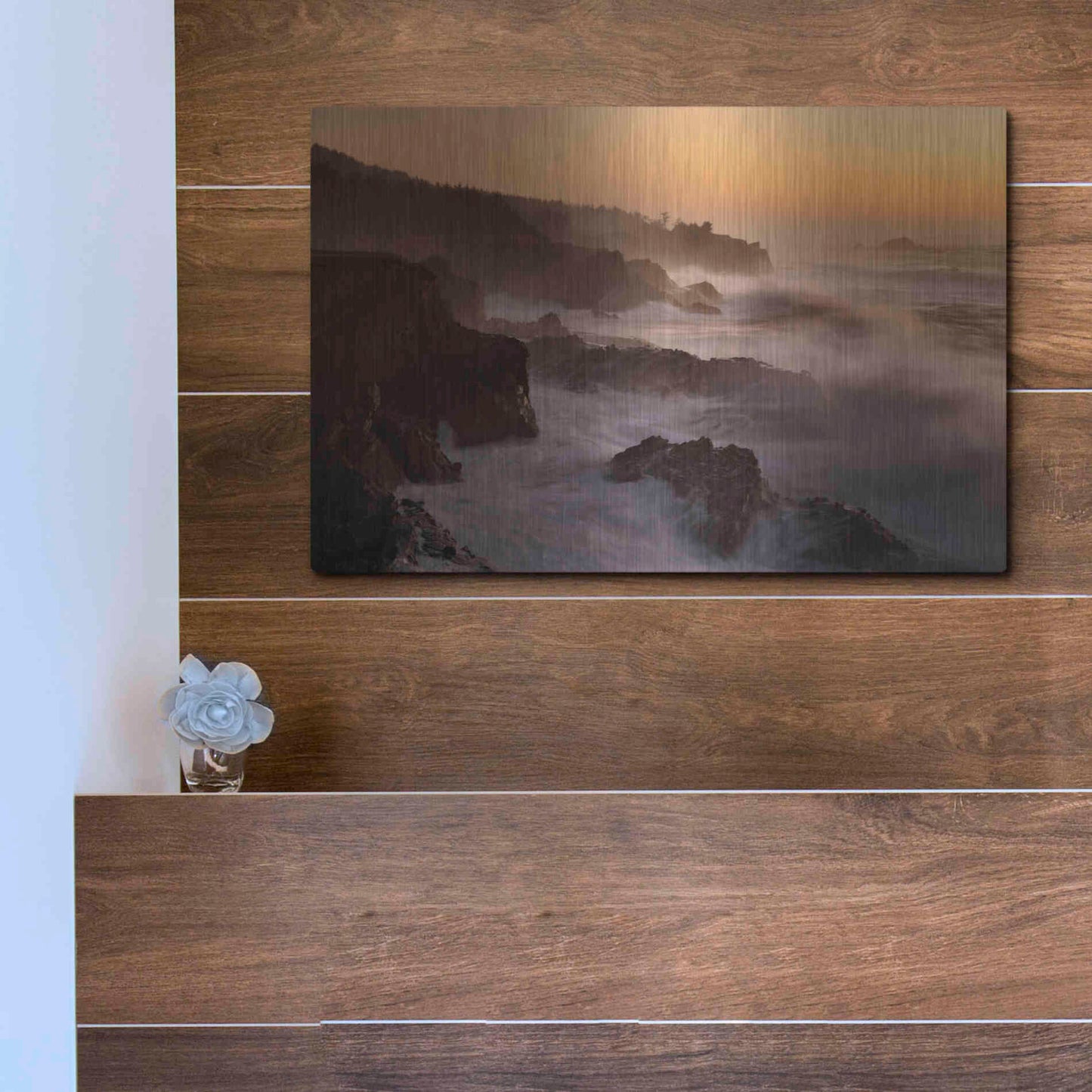 Luxe Metal Art 'Oregon Shore Acres SP Dusk' by Mike Jones, Metal Wall Art,16x12