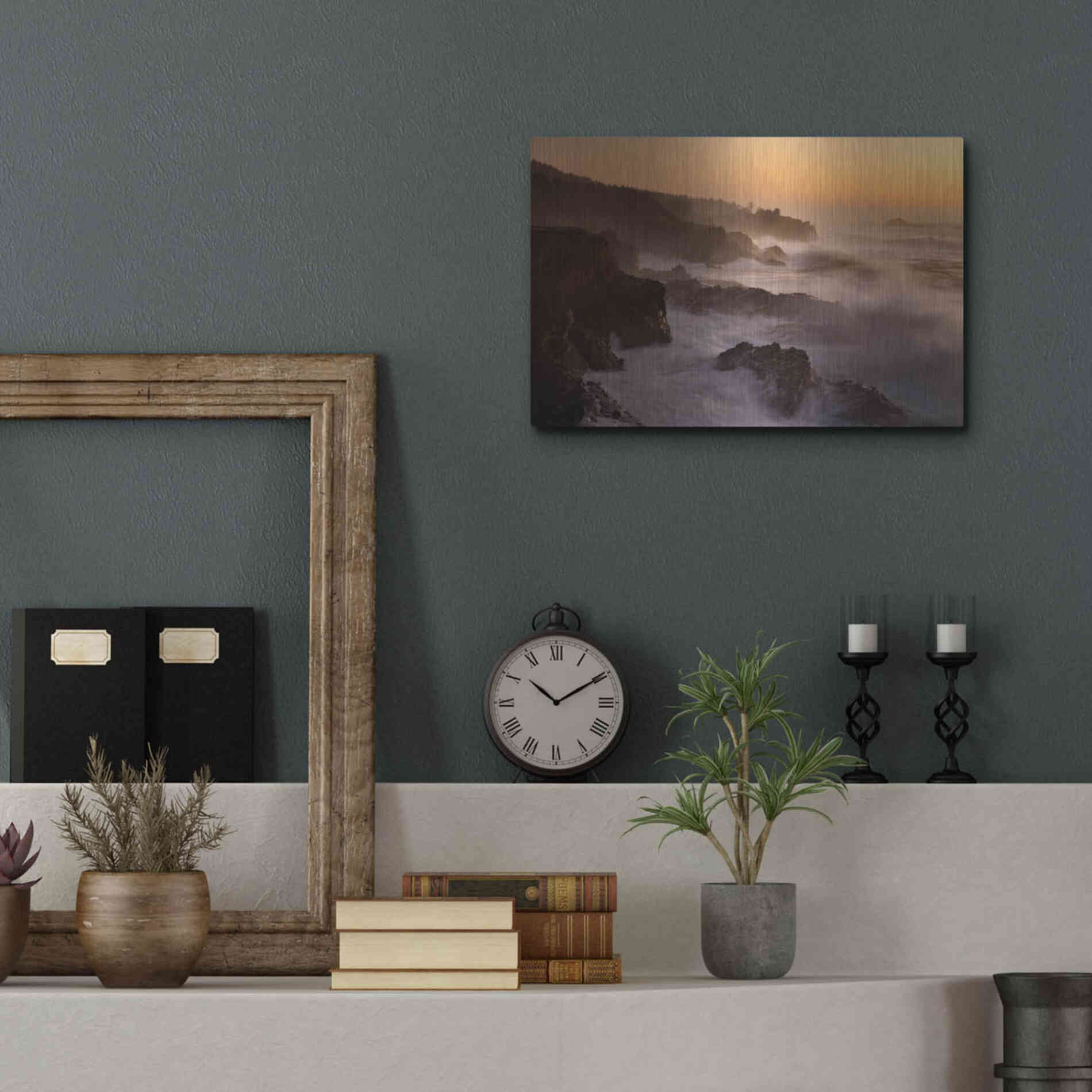 Luxe Metal Art 'Oregon Shore Acres SP Dusk' by Mike Jones, Metal Wall Art,16x12