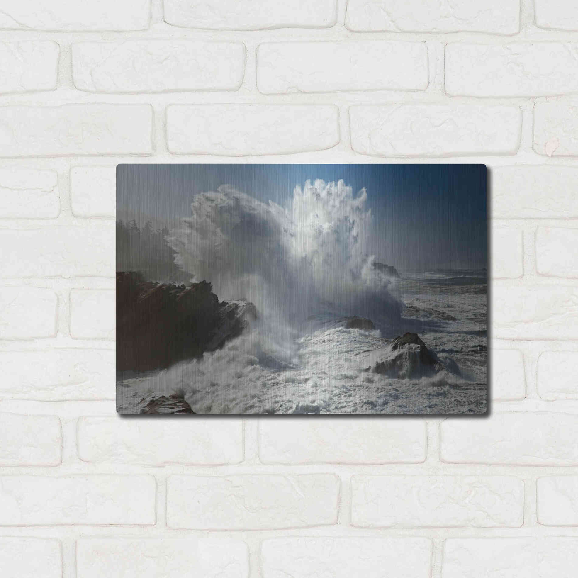 Luxe Metal Art 'Oregon Shore Acres SP Wave' by Mike Jones, Metal Wall Art,16x12