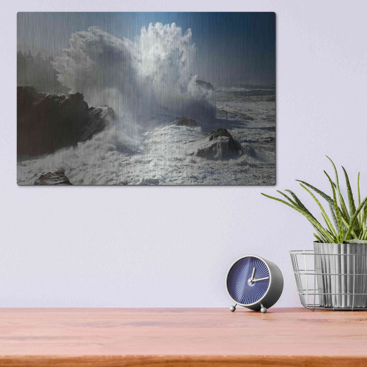 Luxe Metal Art 'Oregon Shore Acres SP Wave' by Mike Jones, Metal Wall Art,16x12