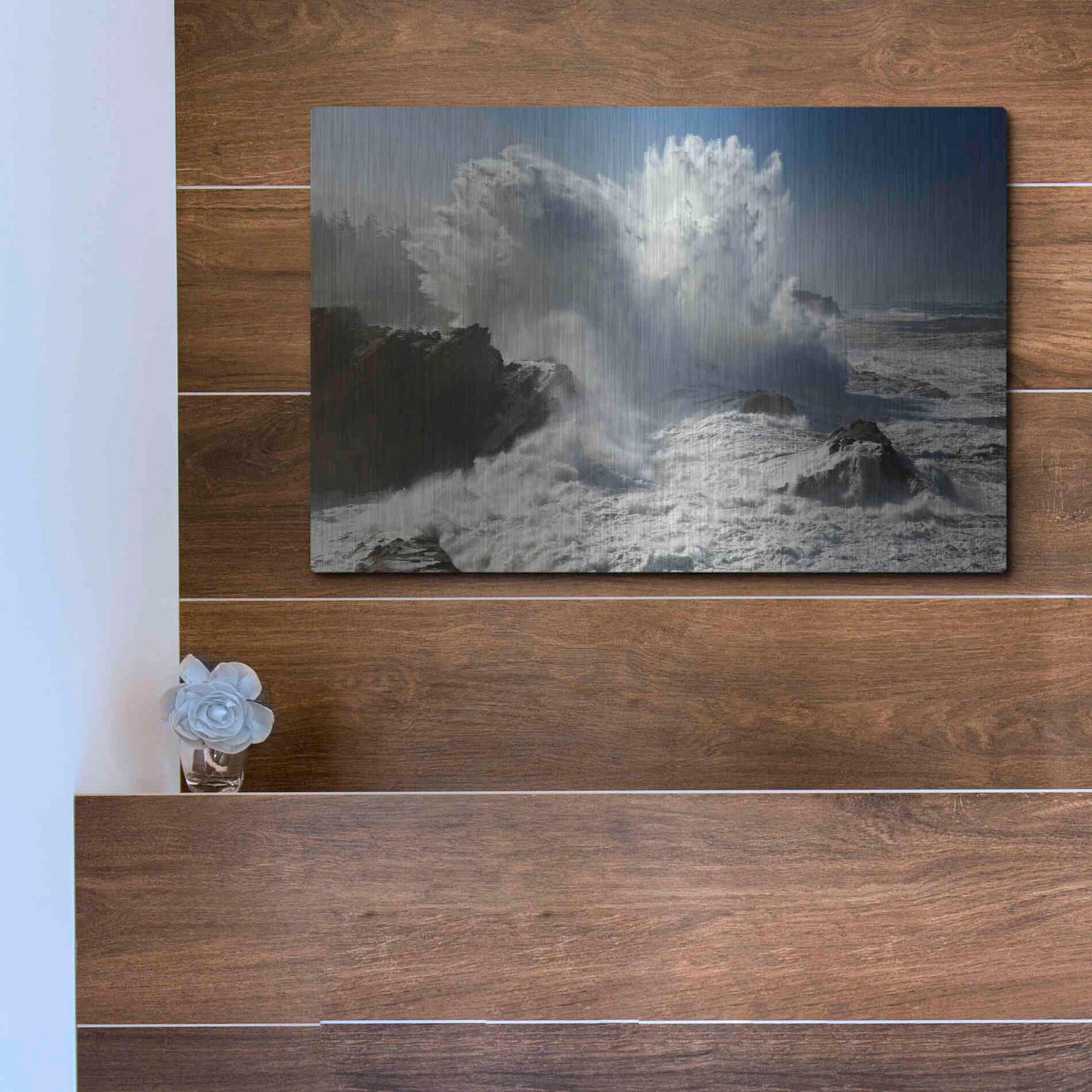 Luxe Metal Art 'Oregon Shore Acres SP Wave' by Mike Jones, Metal Wall Art,16x12