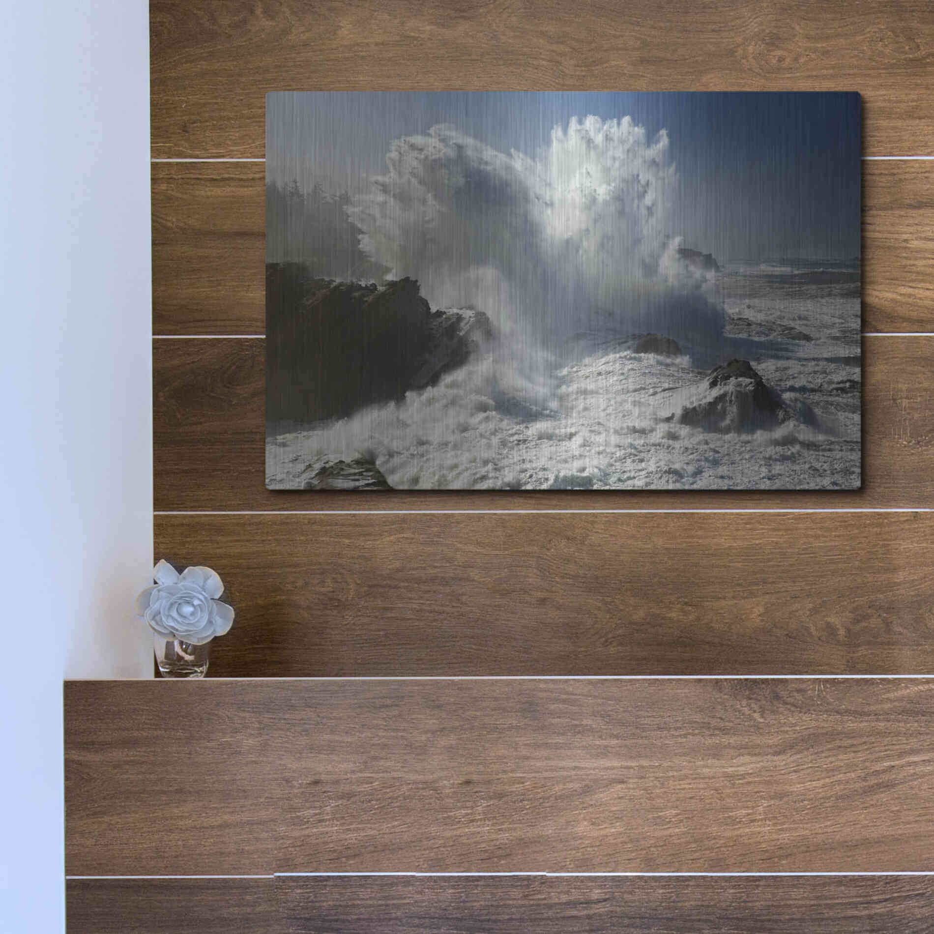 Luxe Metal Art 'Oregon Shore Acres SP Wave' by Mike Jones, Metal Wall Art,16x12