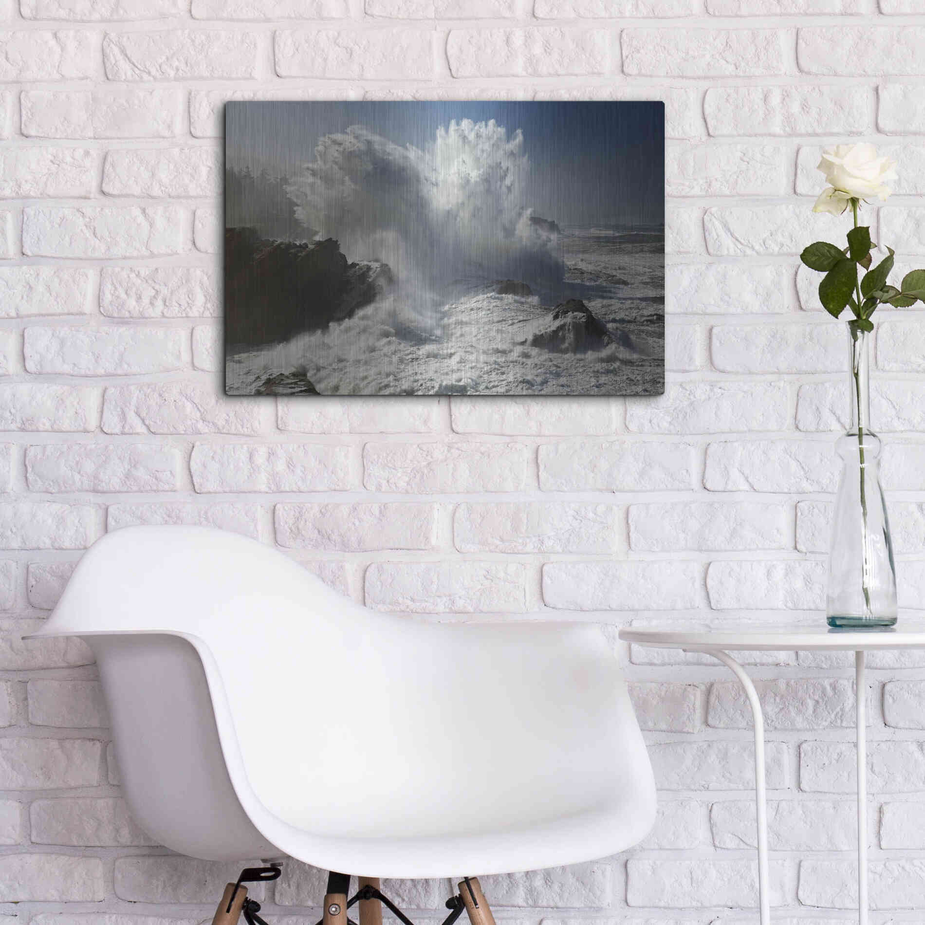 Luxe Metal Art 'Oregon Shore Acres SP Wave' by Mike Jones, Metal Wall Art,24x16