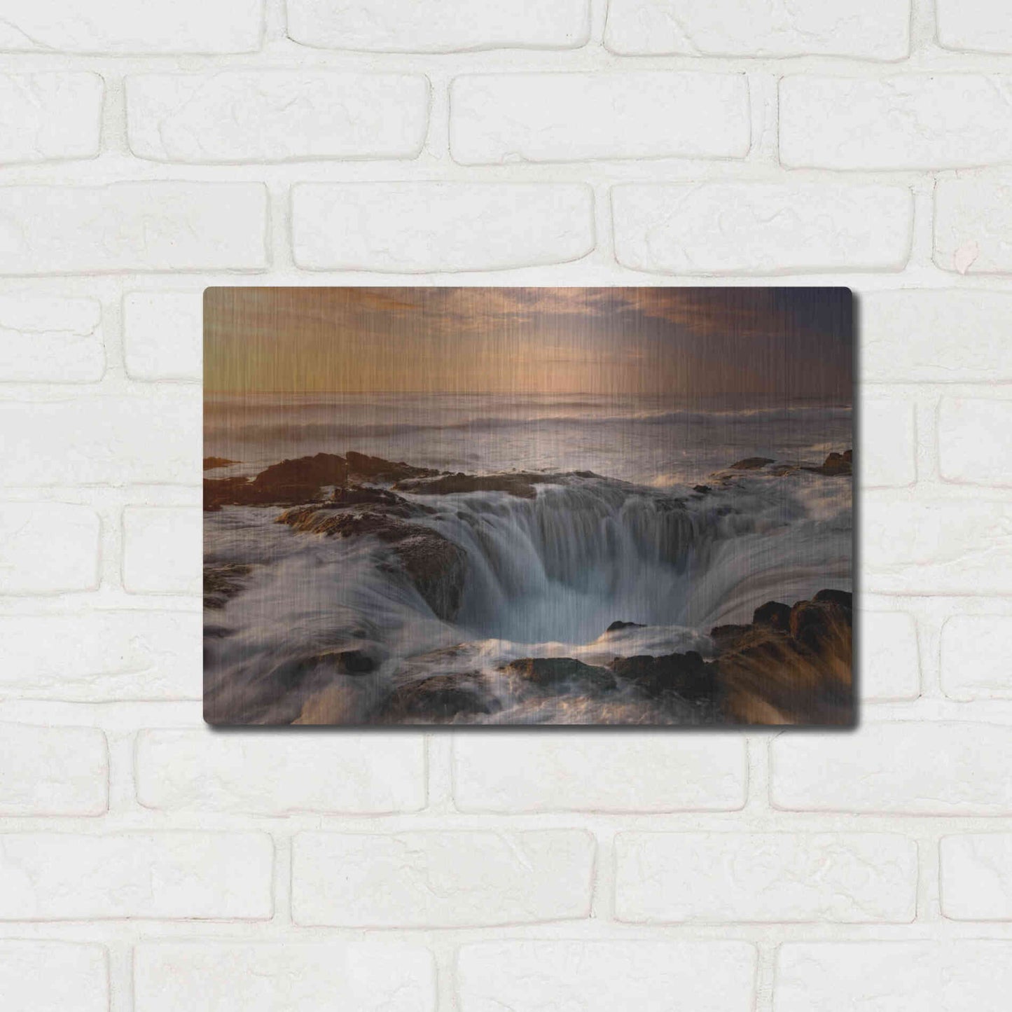 Luxe Metal Art 'Oregon Thor's Well' by Mike Jones, Metal Wall Art,16x12