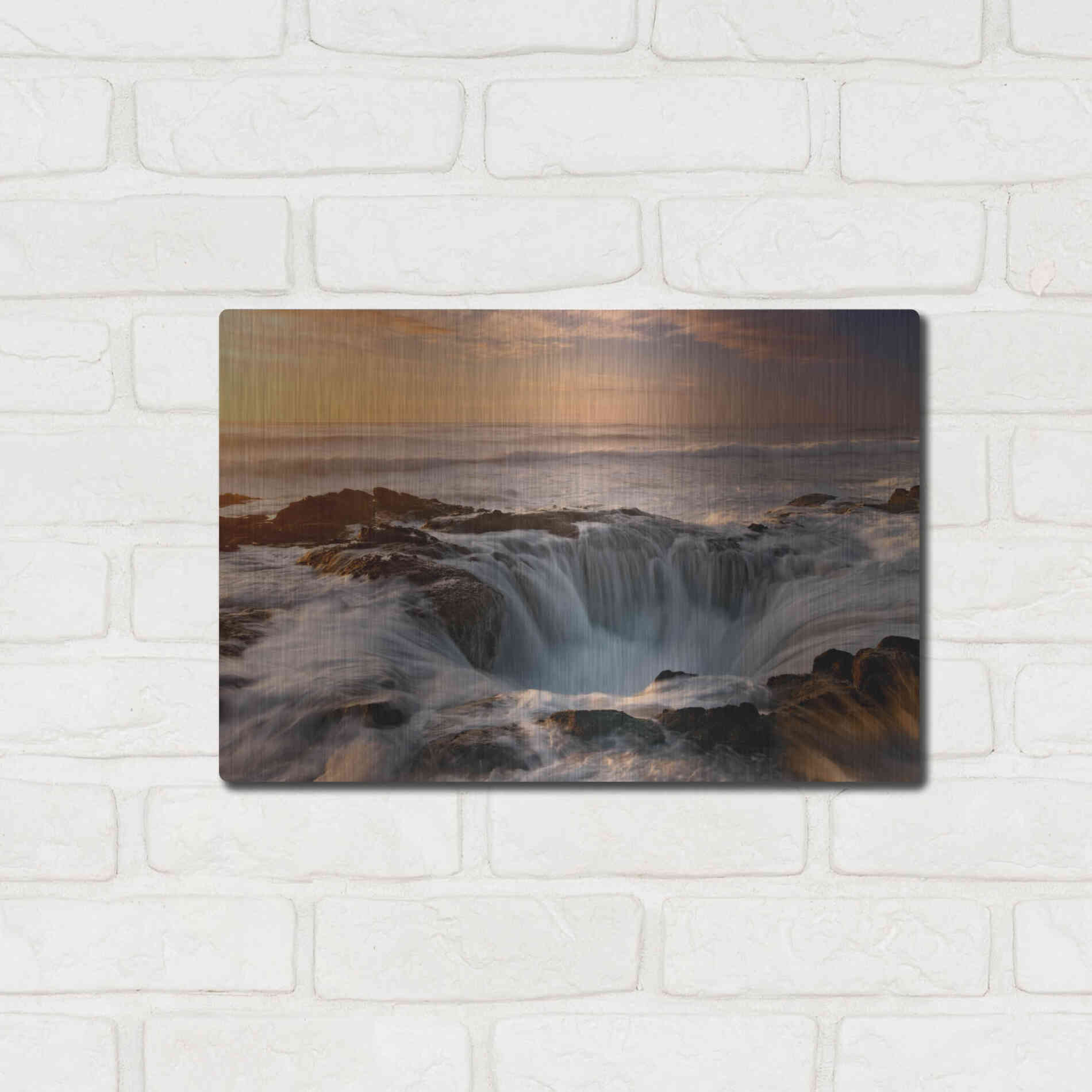 Luxe Metal Art 'Oregon Thor's Well' by Mike Jones, Metal Wall Art,16x12