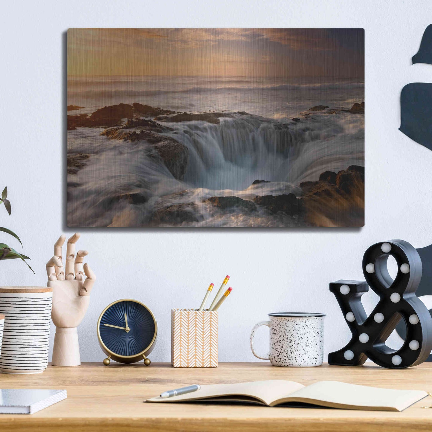 Luxe Metal Art 'Oregon Thor's Well' by Mike Jones, Metal Wall Art,16x12