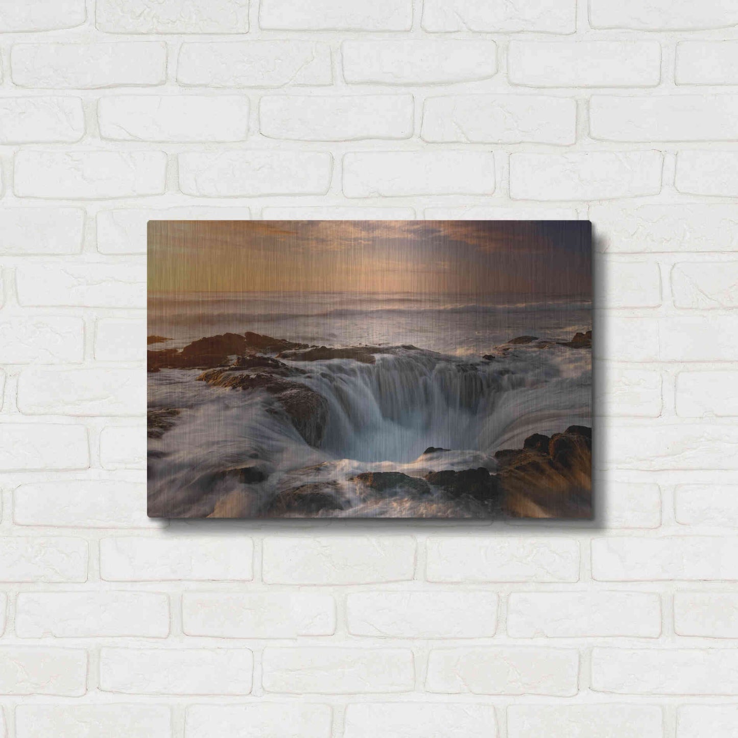 Luxe Metal Art 'Oregon Thor's Well' by Mike Jones, Metal Wall Art,24x16