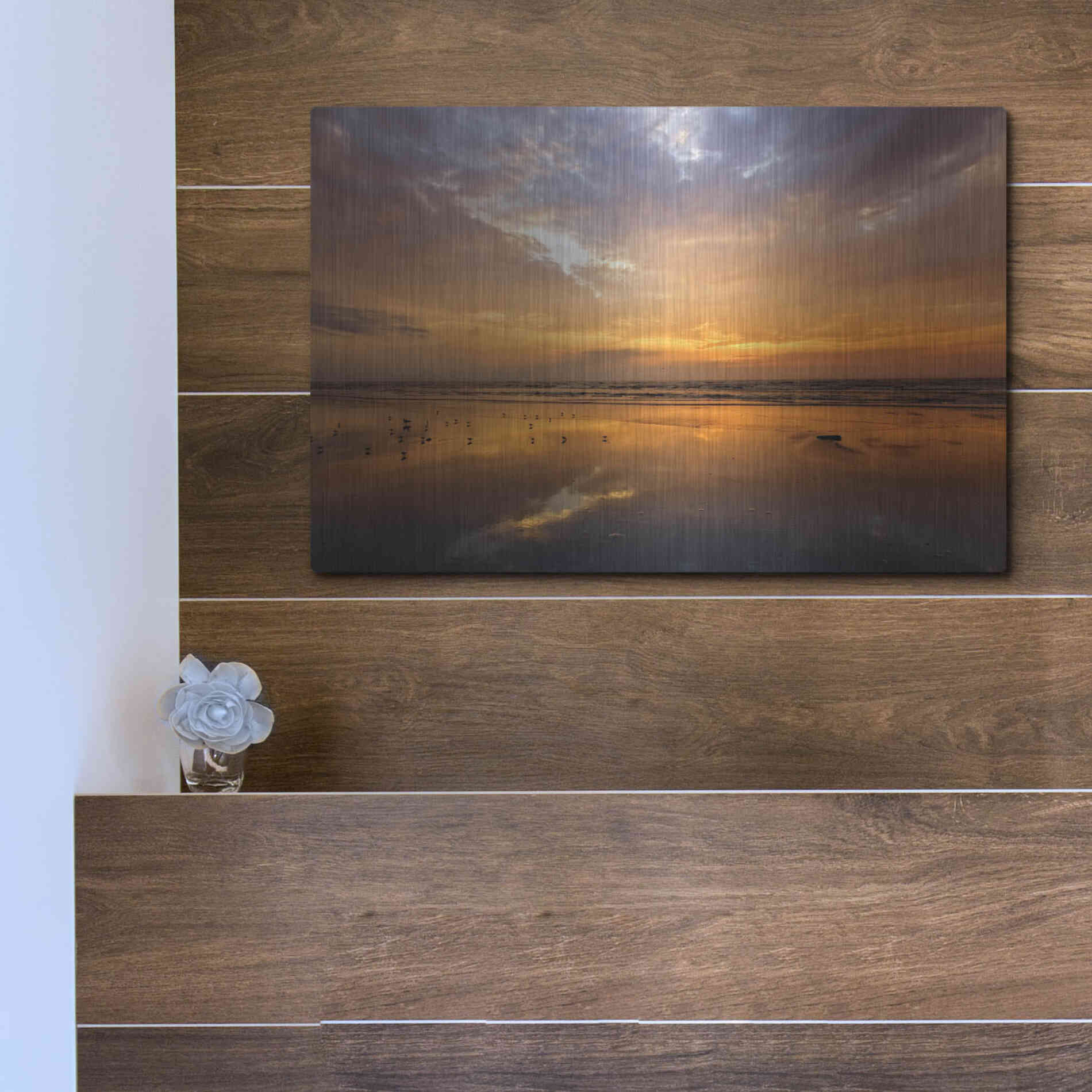 Luxe Metal Art 'Port Aransas Campground Sunrise' by Mike Jones, Metal Wall Art,16x12