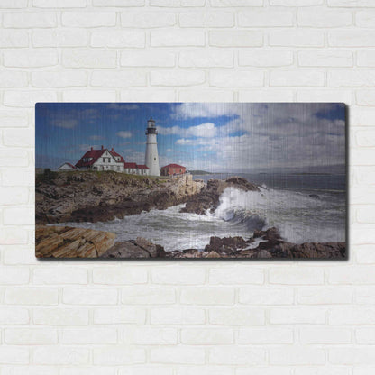 Luxe Metal Art 'Portland Head Light' by Mike Jones, Metal Wall Art,48x24